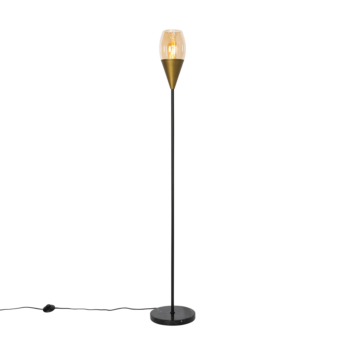Modern állólámpa arany borostyán üveggel - Drop