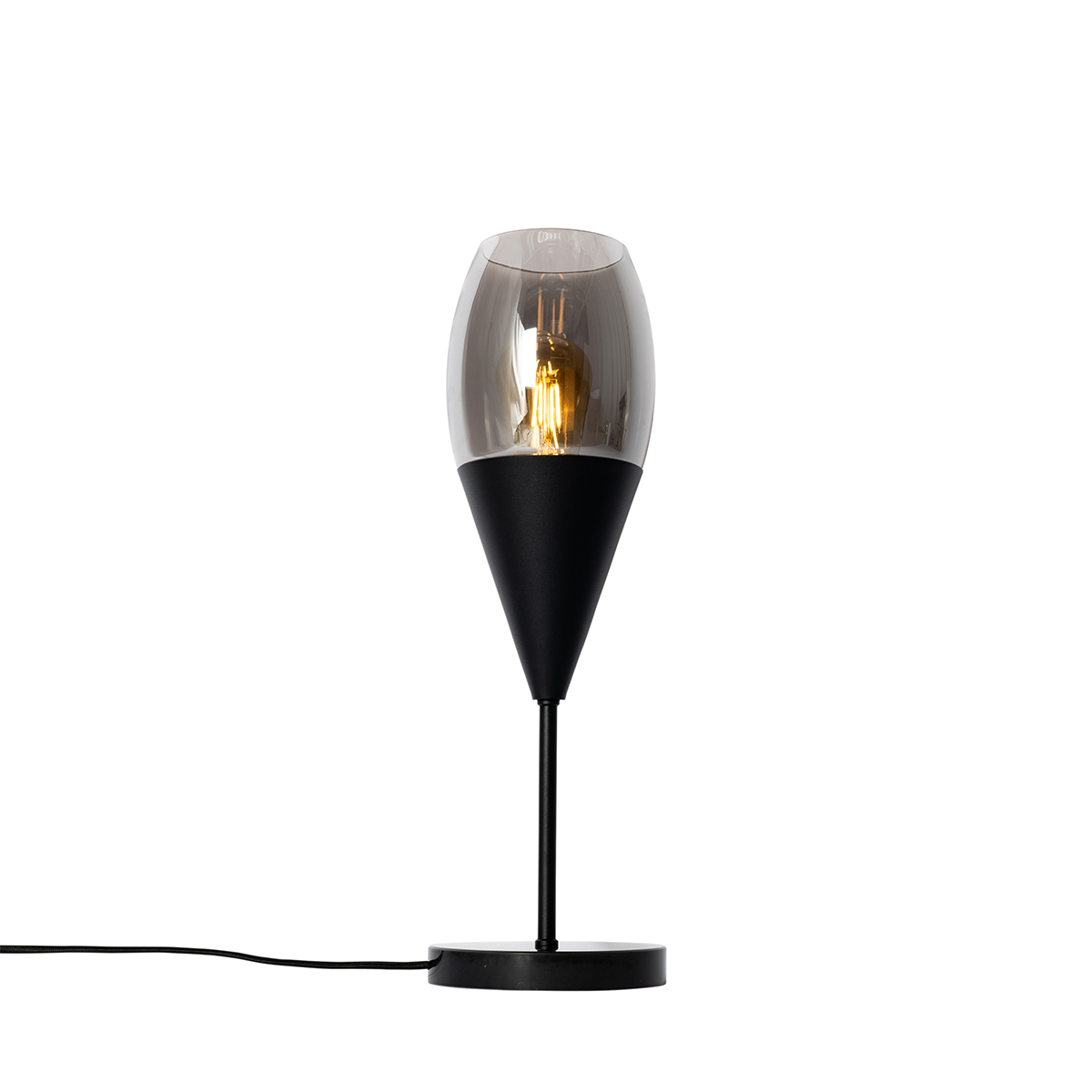 lampe de table moderne noire avec verre fumé - drop