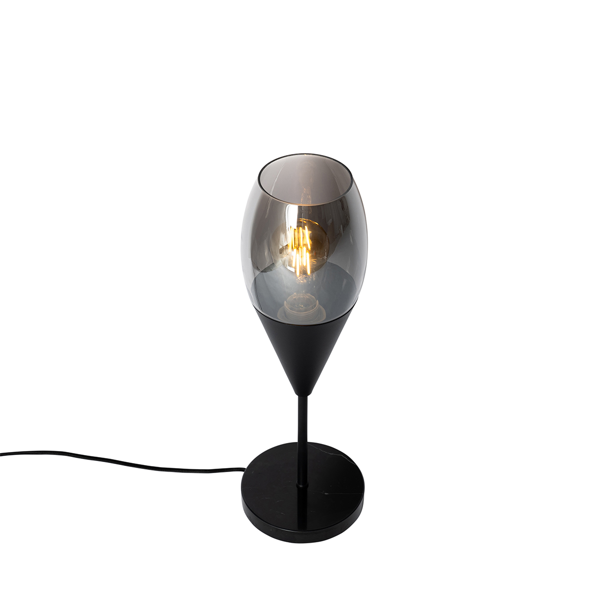 lampe de table moderne noire avec verre fumé - drop