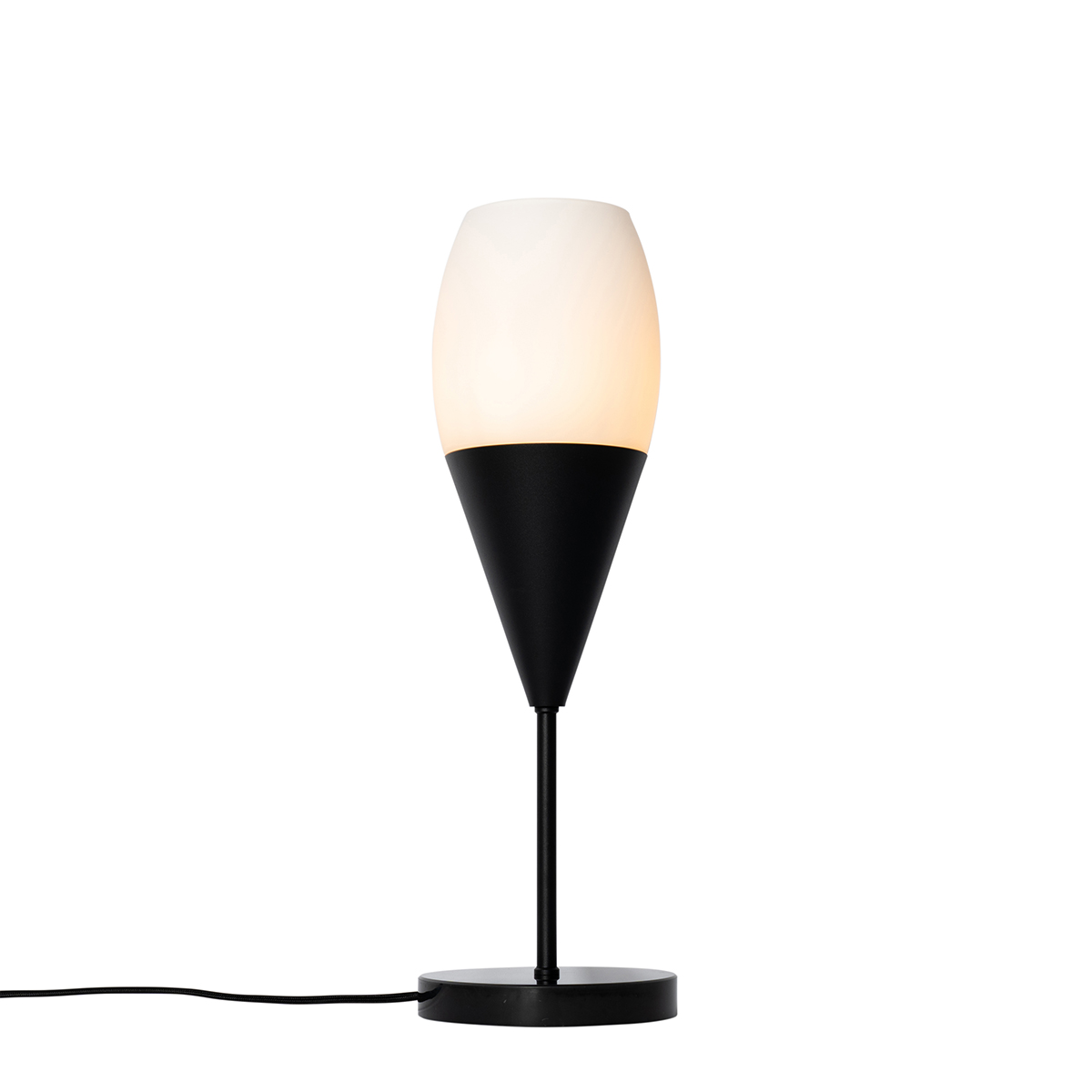 lampe de table moderne noire avec verre opale - drop