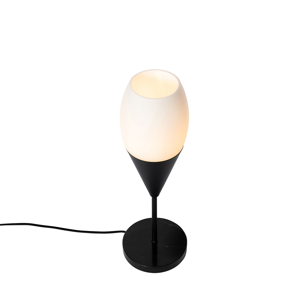 lampe de table moderne noire avec verre opale - drop