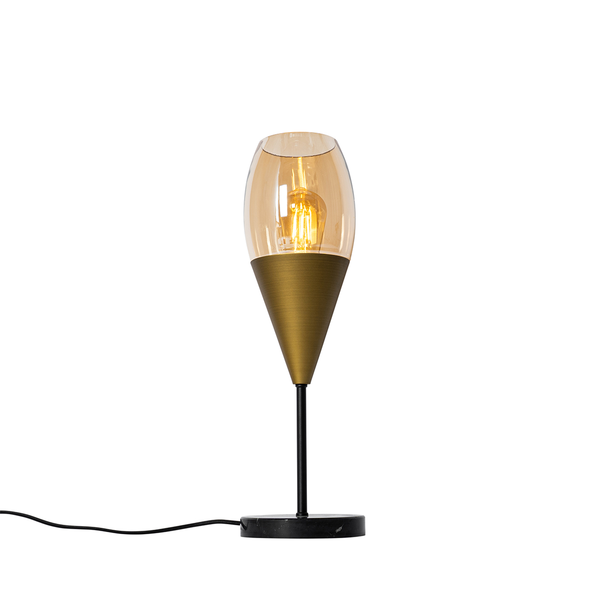 lampe de table moderne dorée avec verre ambré - drop