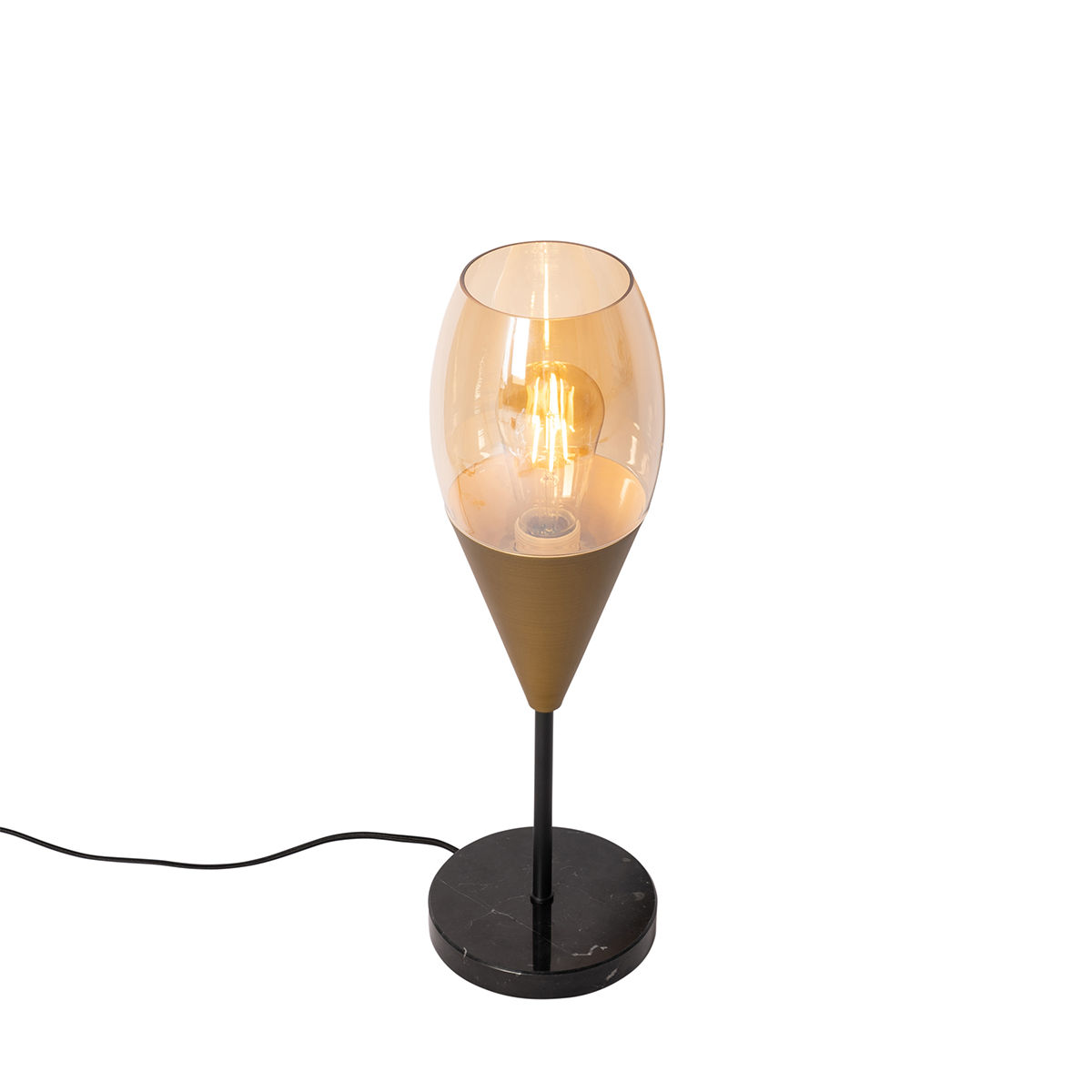 lampe de table moderne dorée avec verre ambré - drop