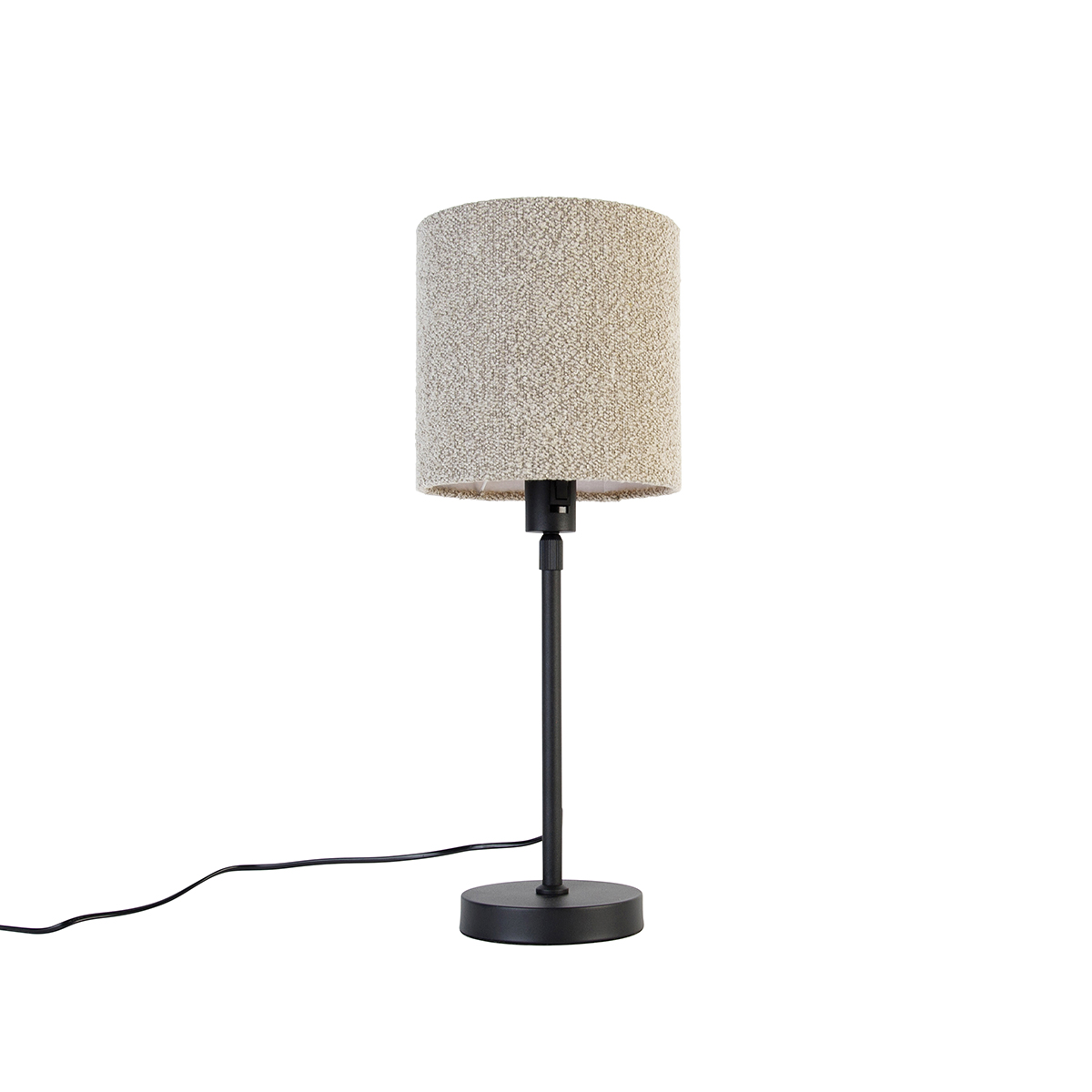 Asztali lámpa fekete állítható boucle ernyővel taupe 20 cm - Parte