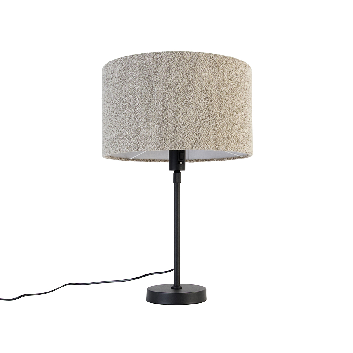 Stolná lampa čierna nastaviteľná s buklým tienidlom taupe 35 cm - Parte