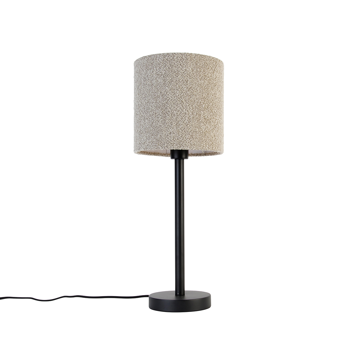 Moderná stolná lampa čierna s tienidlom boucle taupe 20 cm - Simplo