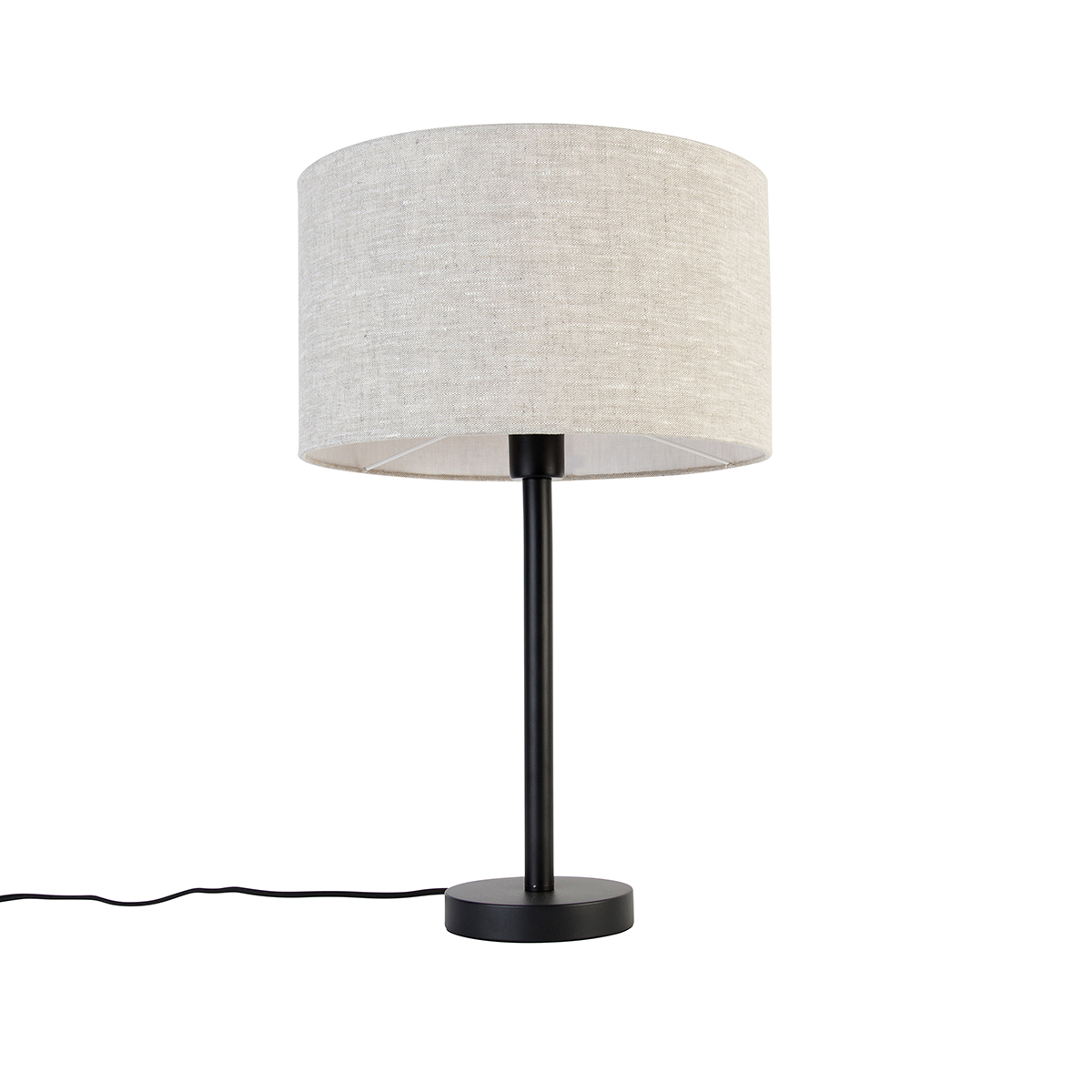 Levně Moderní stolní lampa černá se stínítkem světle šedá 35 cm - Simplo