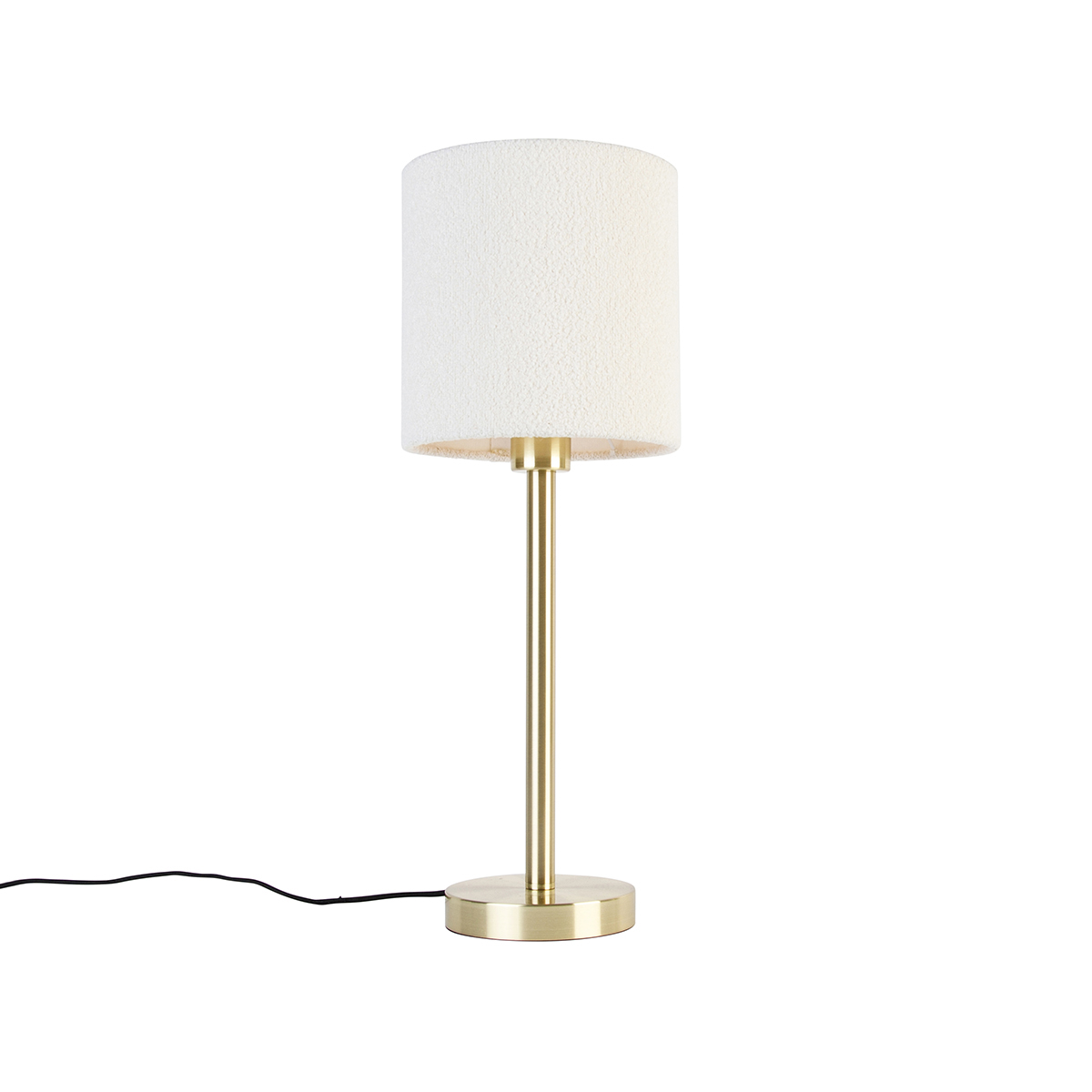 Classic table lamp brass with boucle shade white 20 cm - Simplo