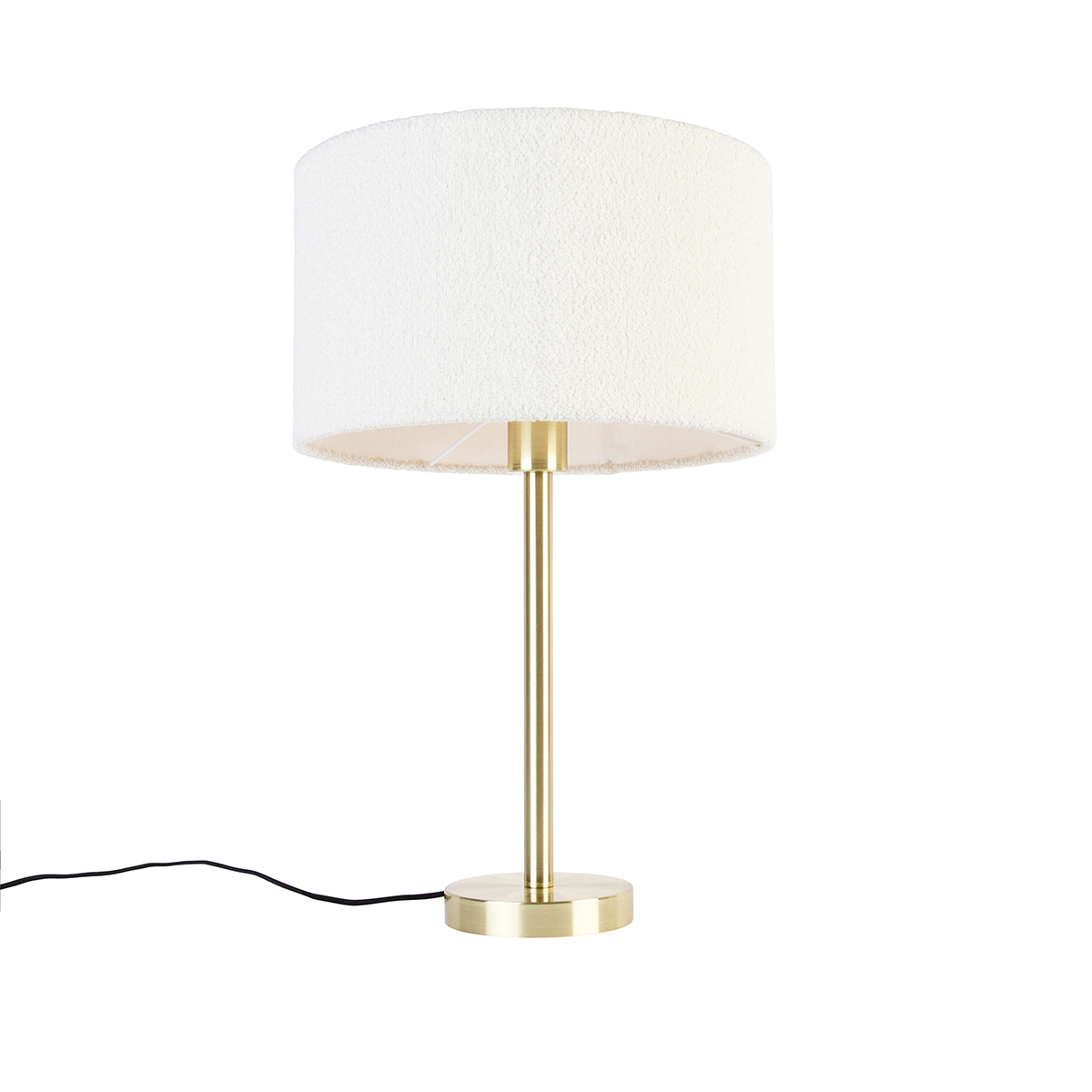 Klasszikus sárgaréz asztali lámpa búrával fehér 35 cm - Simplo