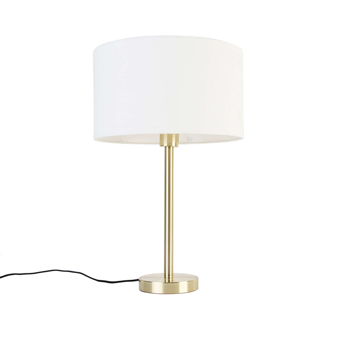 Levně Klasická stolní lampa mosaz se stínidlem bílá 35 cm - Simplo