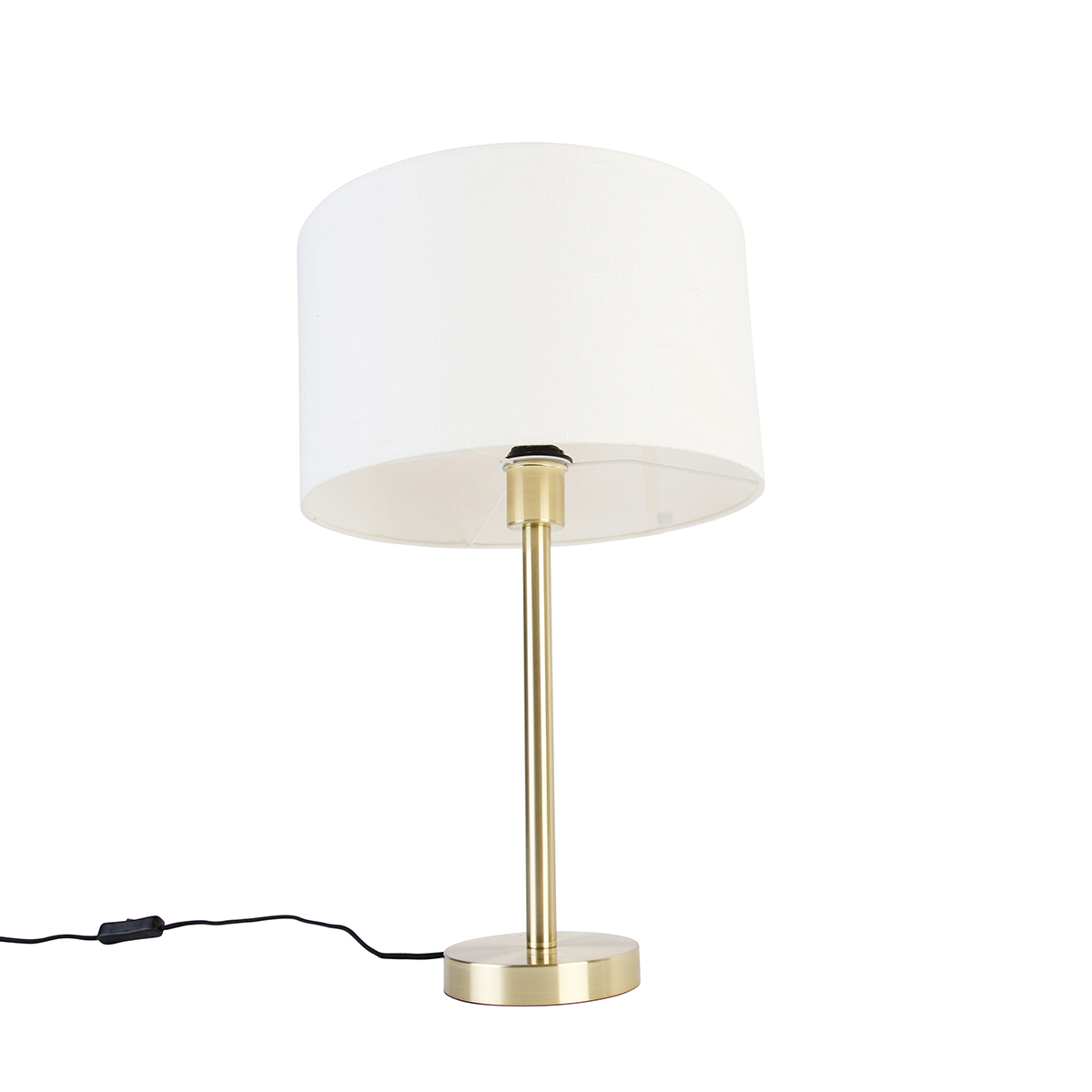 lampe de table classique laiton avec abat-jour blanc 35 cm - simplo