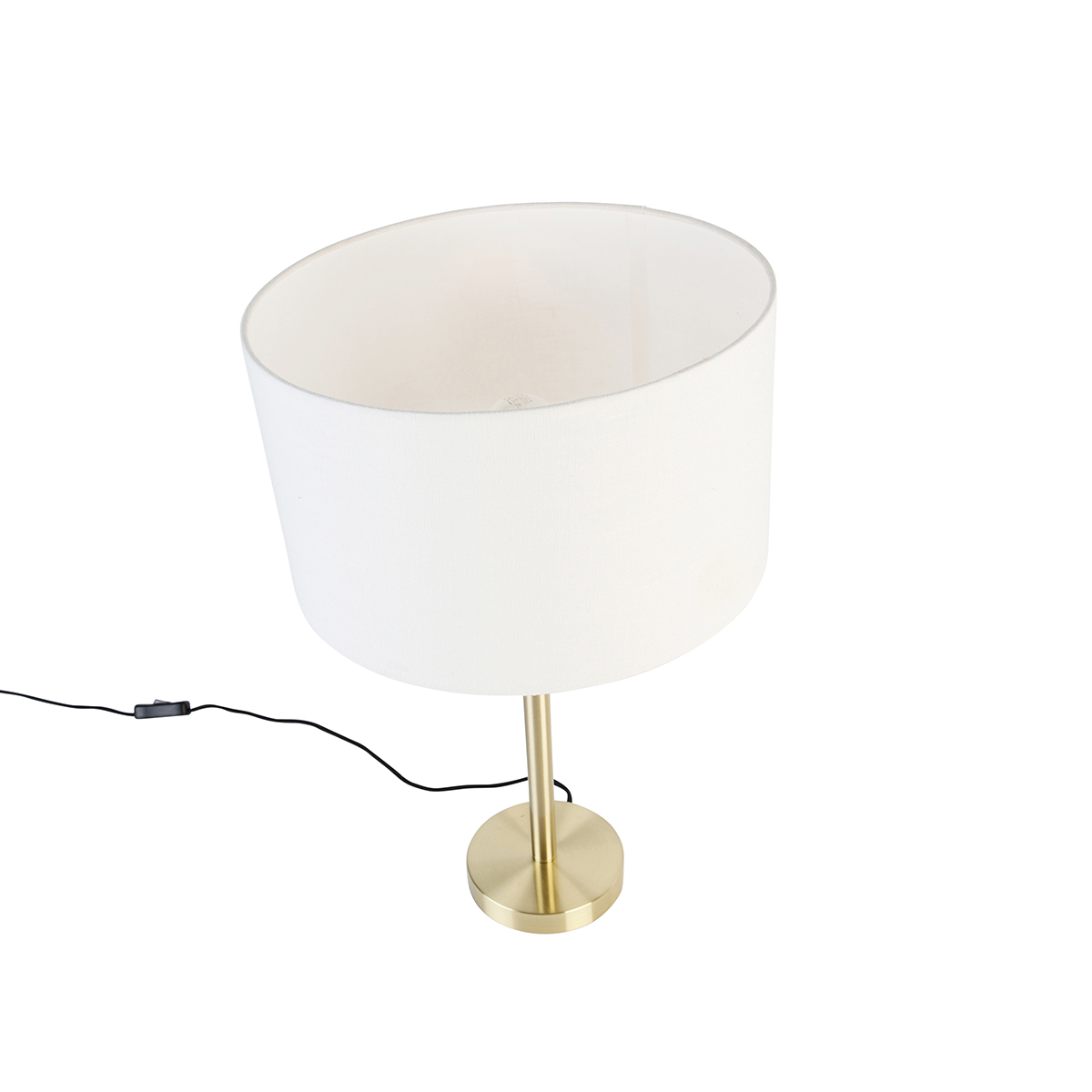 lampe de table classique laiton avec abat-jour blanc 35 cm - simplo