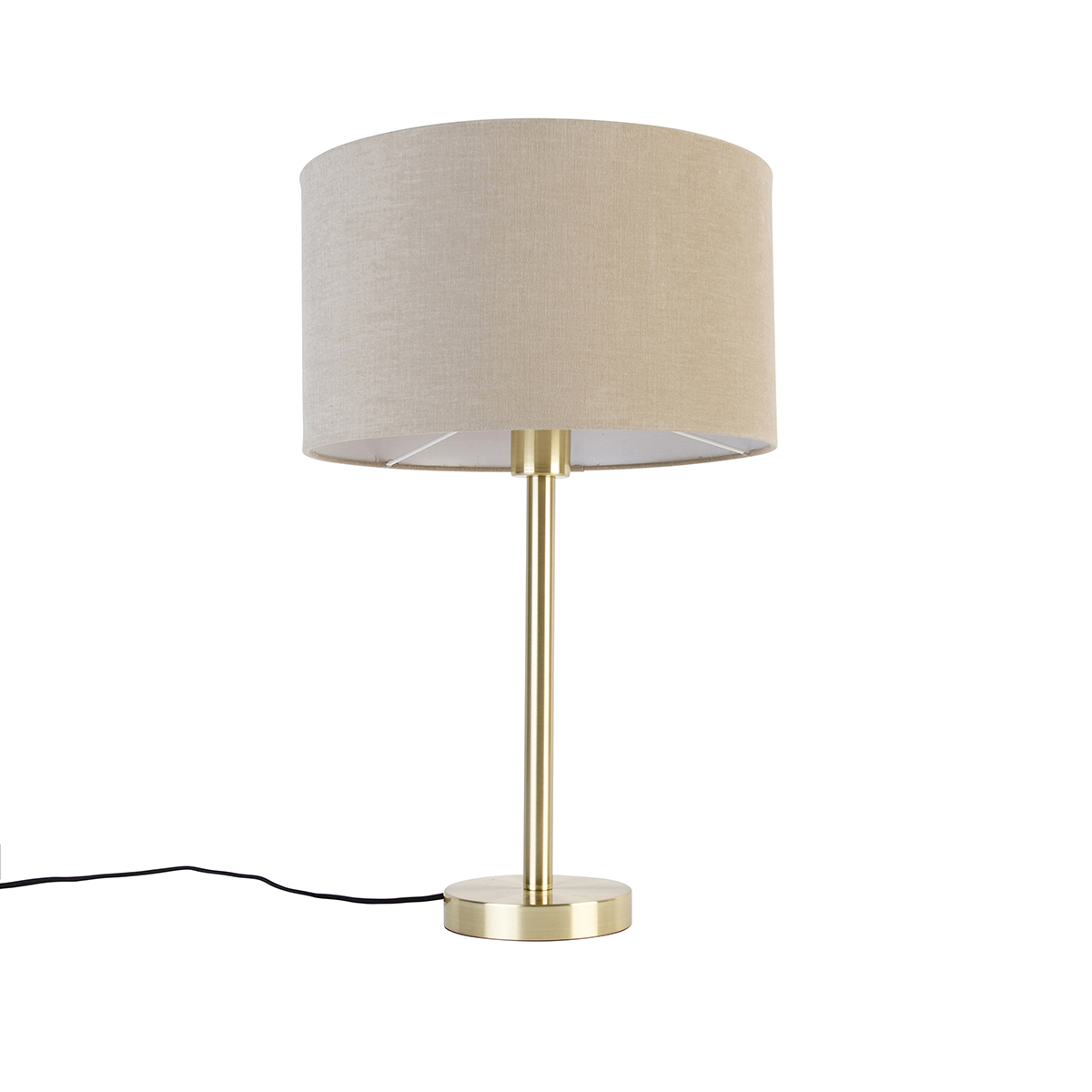 Classic table lamp brass with shade light brown 35 cm - Simplo