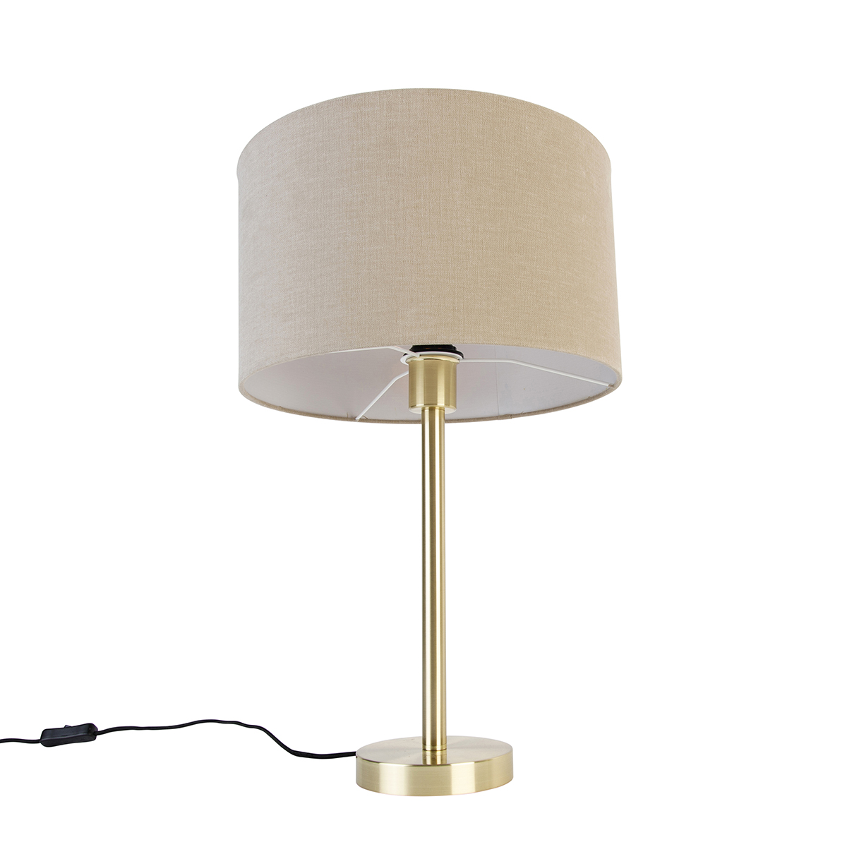 lampe de table classique laiton avec abat-jour marron clair 35 cm - simplo