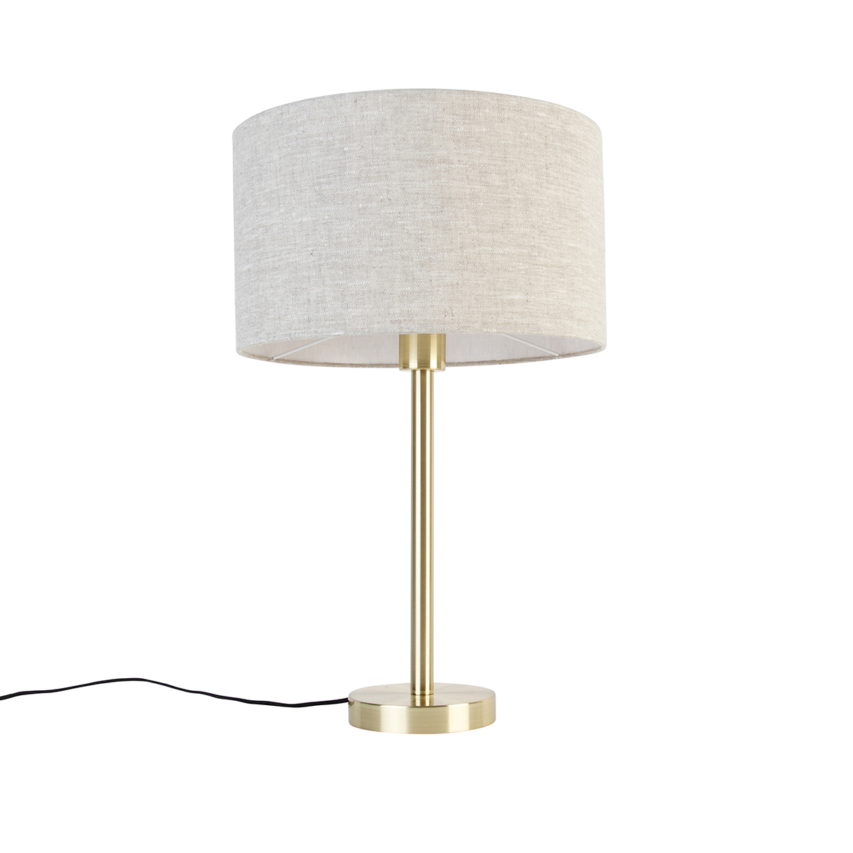 Klassisk bordslampa mässing med skärm ljusgrå 35 cm – Simplo