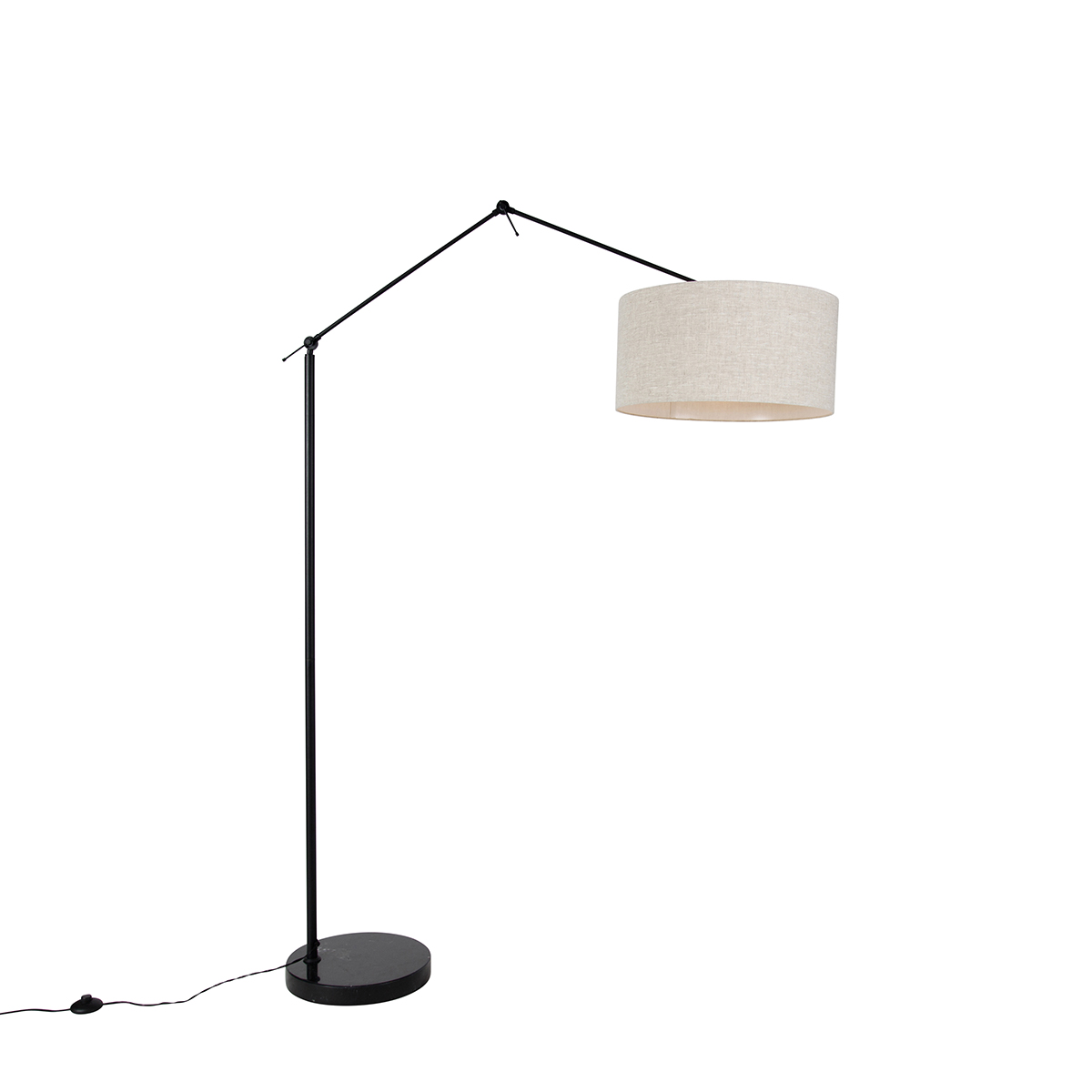 Stojaca lampa čierna so svetlosivým tienidlom 50 cm nastaviteľná - Editor