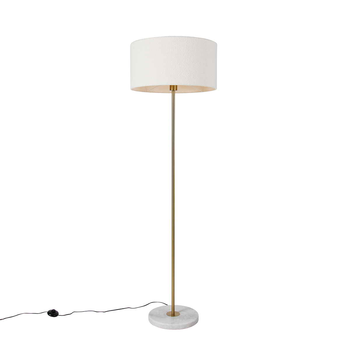 Modern golvlampa mässing med boucle-skärm vit 50cm – Kaso
