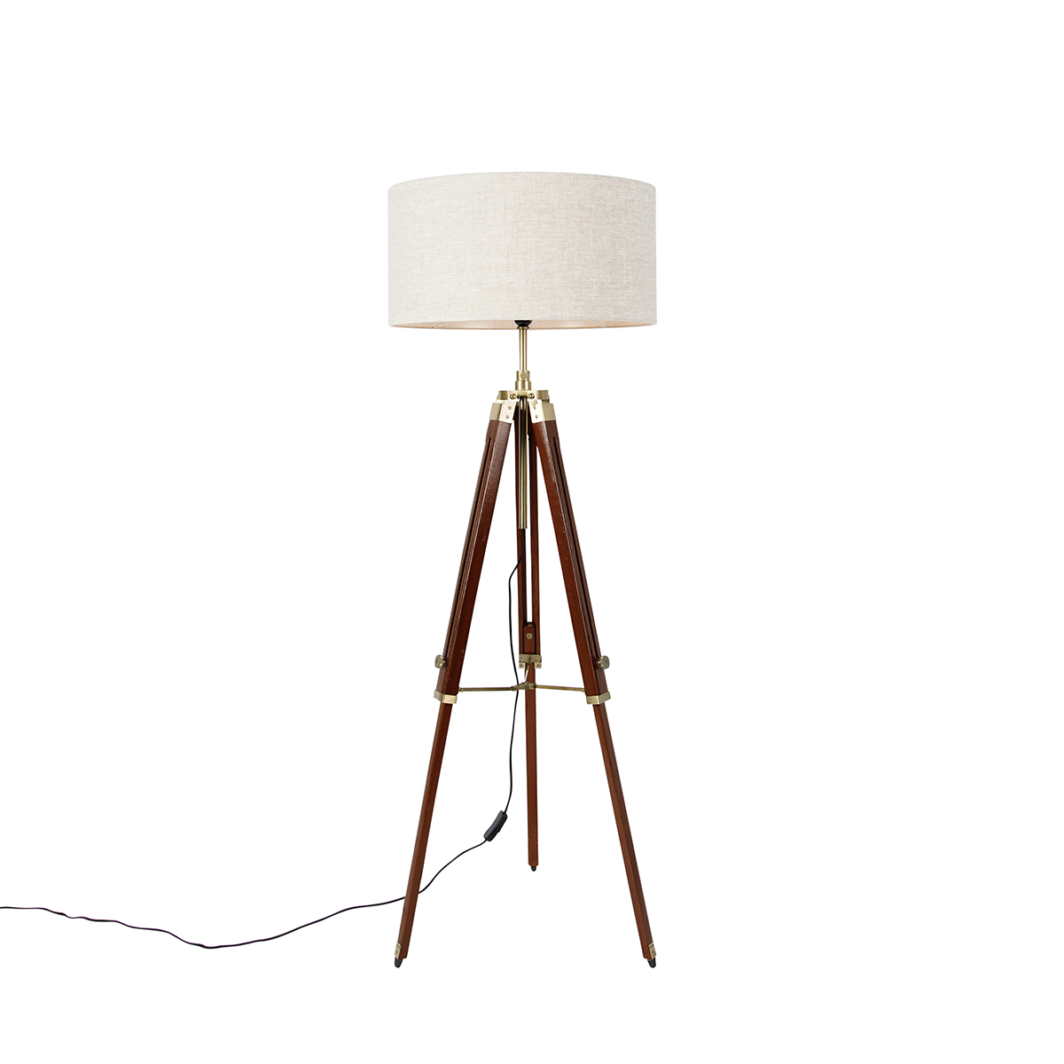 Sárgaréz állólámpa ernyővel világosszürke 50 cm-es állvány - Cortin