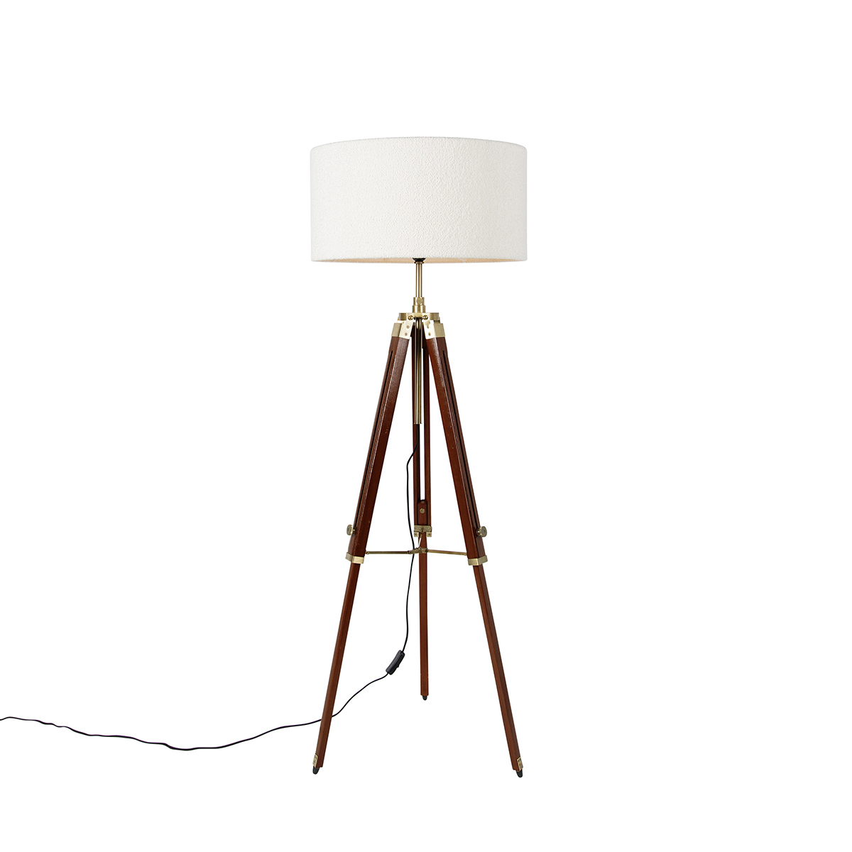 Sárgaréz állólámpa ernyős fehér 50 cm-es állvány - Cortin