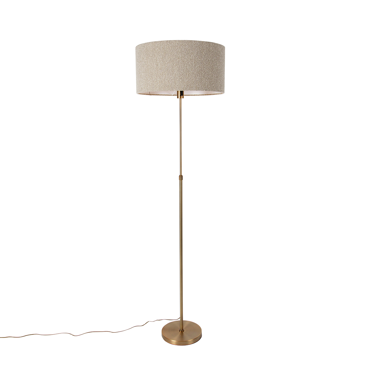 Vloerlamp verstelbaar brons met boucle kap taupe 50 cm - Parte