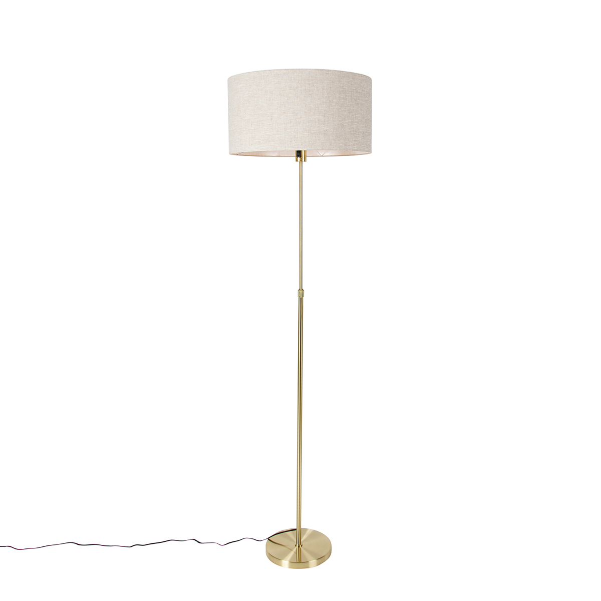 E-shop Stojacia lampa nastaviteľná zlatá s tienidlom svetlo šedá 50 cm - Parte