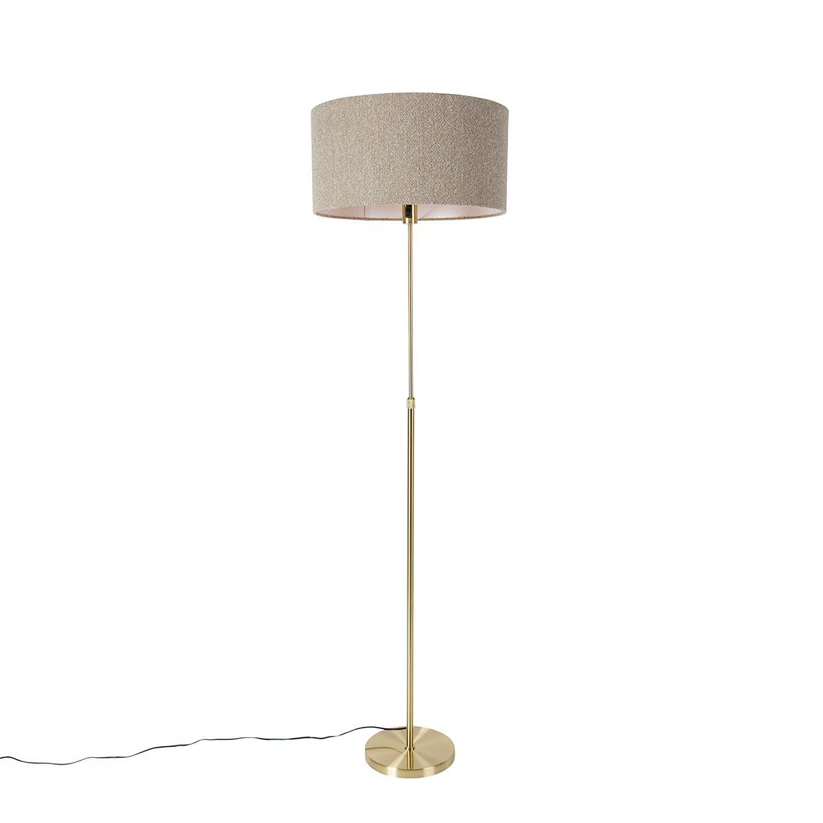 Vloerlamp verstelbaar goud met boucle kap taupe 50 cm - Parte