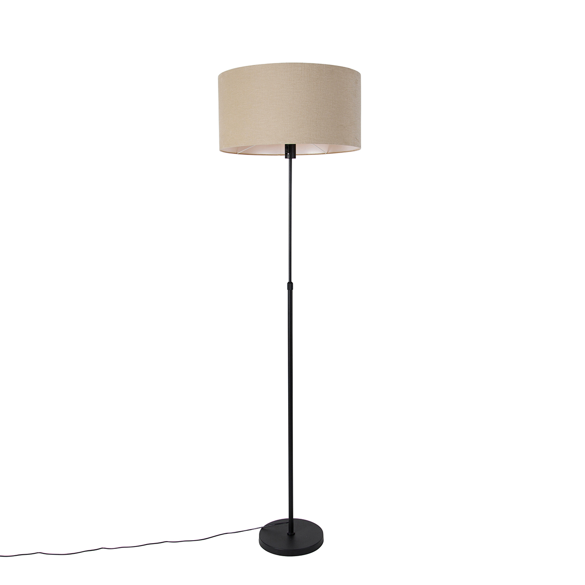 Floor lamp black adjustable with shade light brown 50 cm - Parte