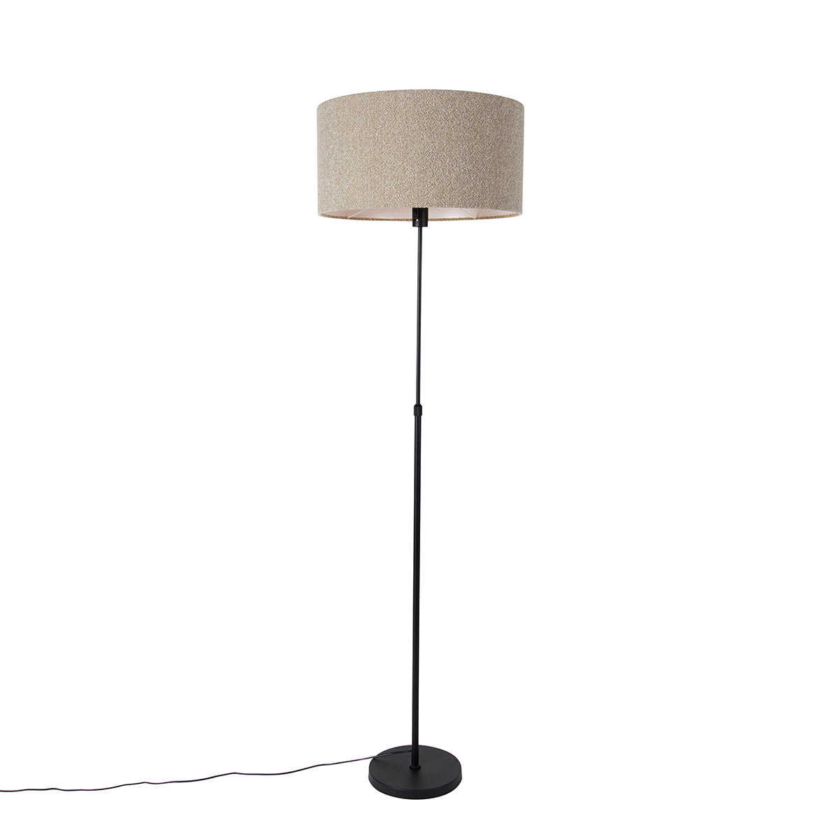 Vloerlamp zwart verstelbaar met boucle kap taupe 50 cm - Parte