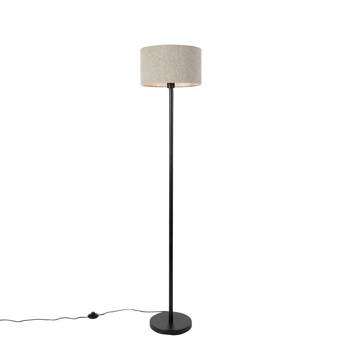 Stojacia lampa čierna s tienidlom boucle taupe 35 cm - Simplo