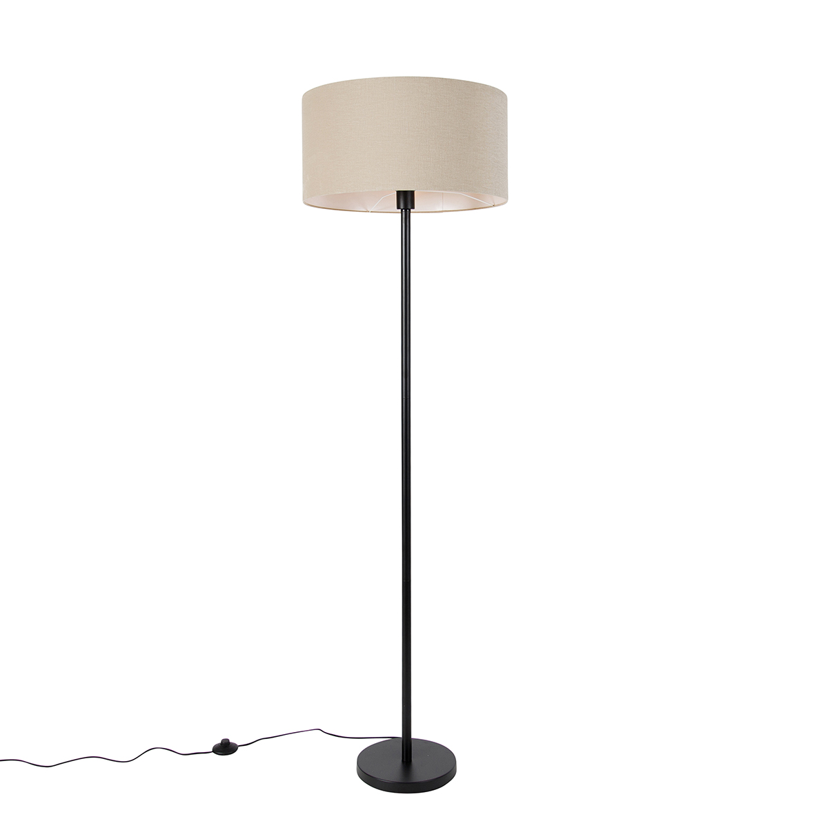 Stojacia lampa čierna s tienidlom svetlohnedá 50 cm - Simplo Stojacia lampa čierna s tienidlom svetlohnedá 50 cm - Simplo