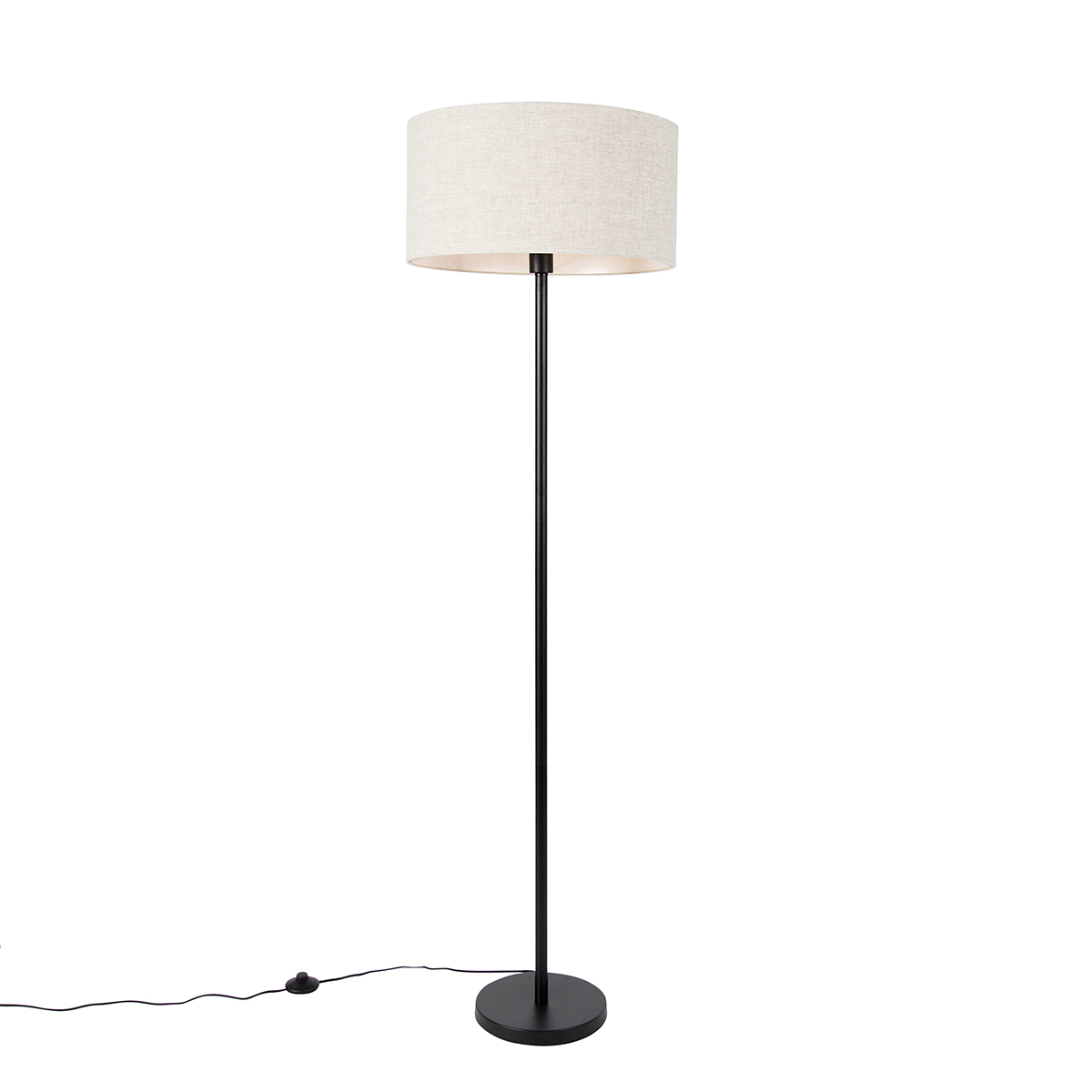 Fekete állólámpa világosszürke ernyővel 50 cm - Simplo