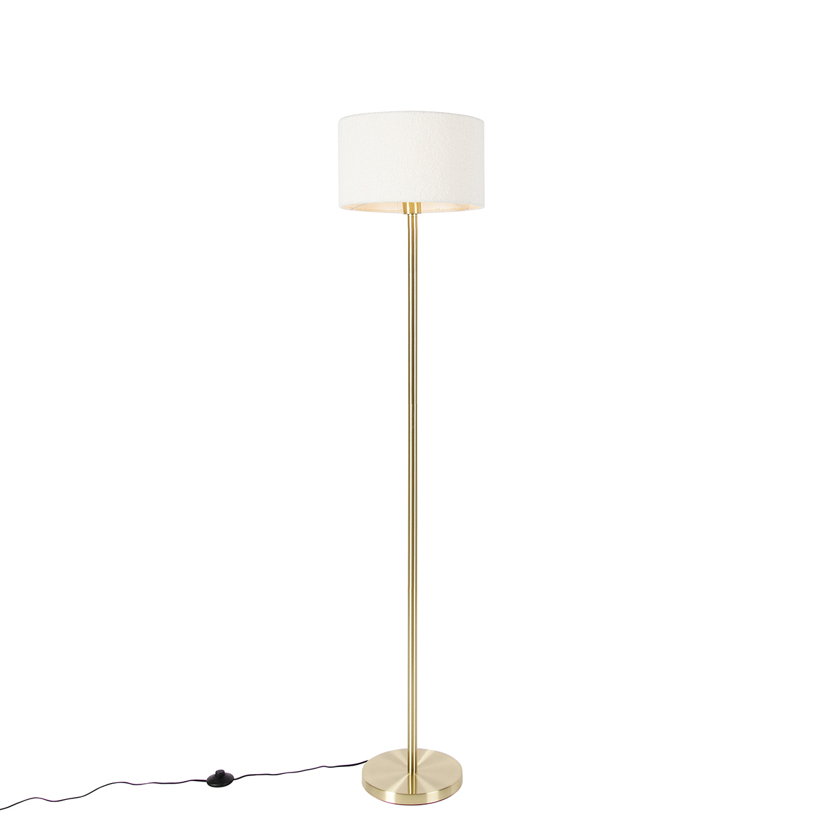 Sárgaréz állólámpa ernyős fehér 35 cm - Simplo