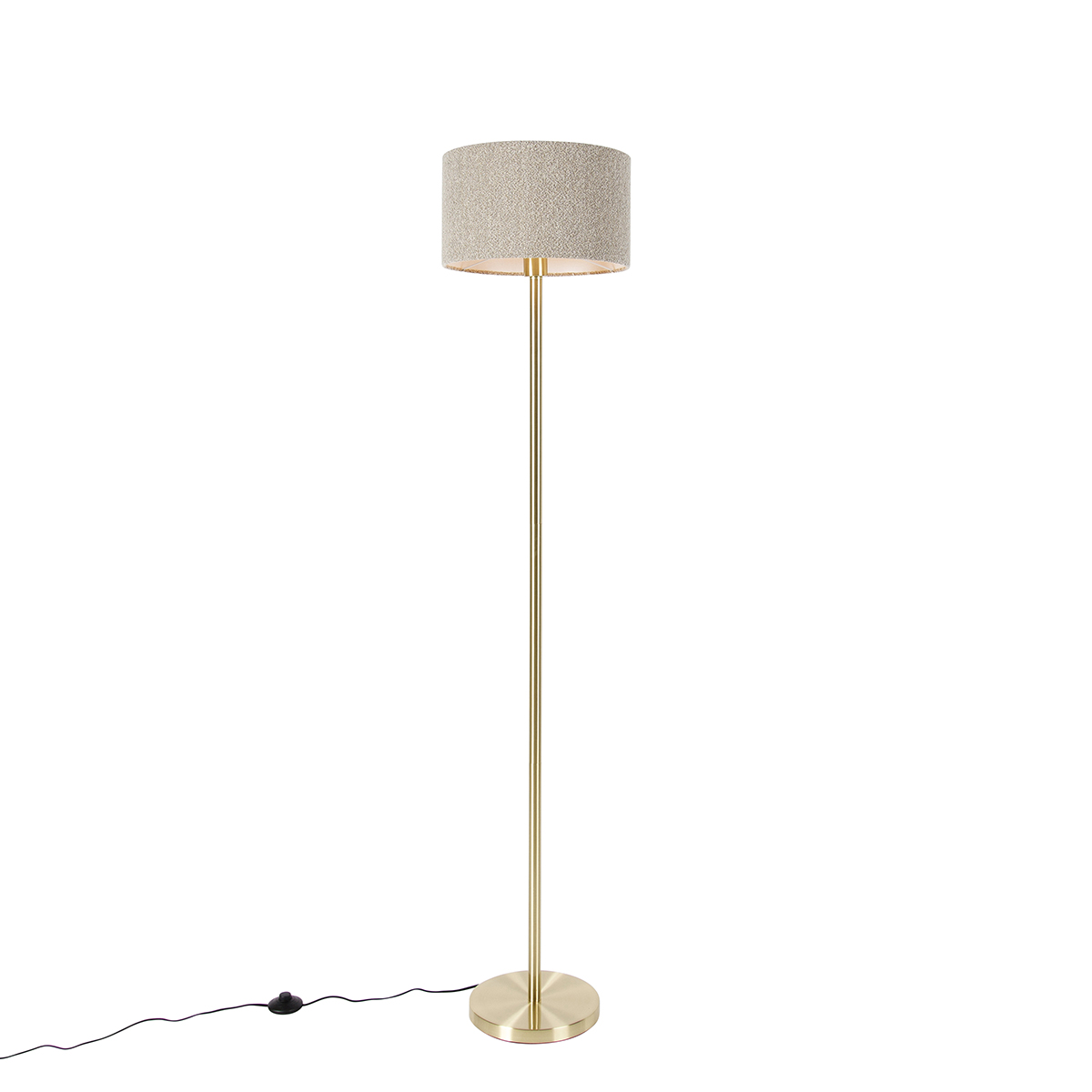 Sárgaréz állólámpa boucle ernyővel, taupe 35 cm - Simplo