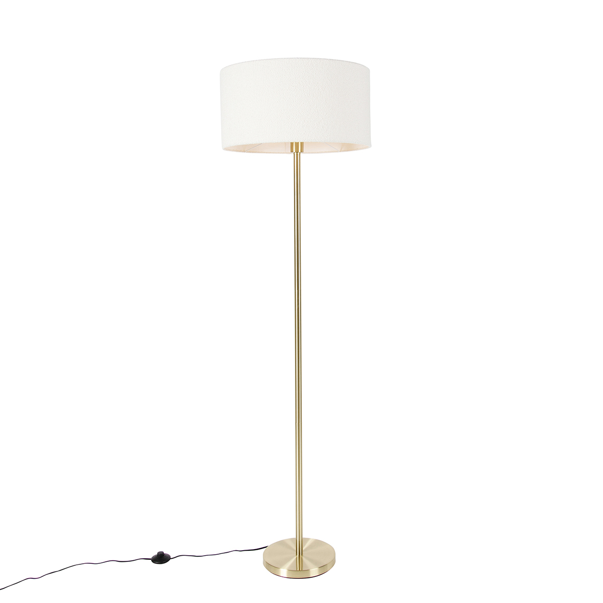Stojacia lampa mosadzné tienidlo biele 50 cm - Simplo