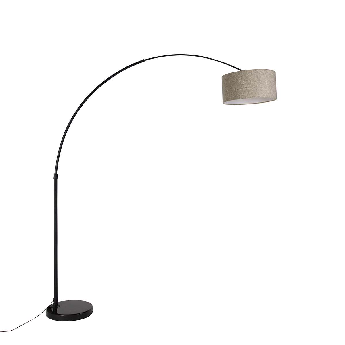 Modern båglampa svart med boucle-skärm taupe 50 cm – XXL