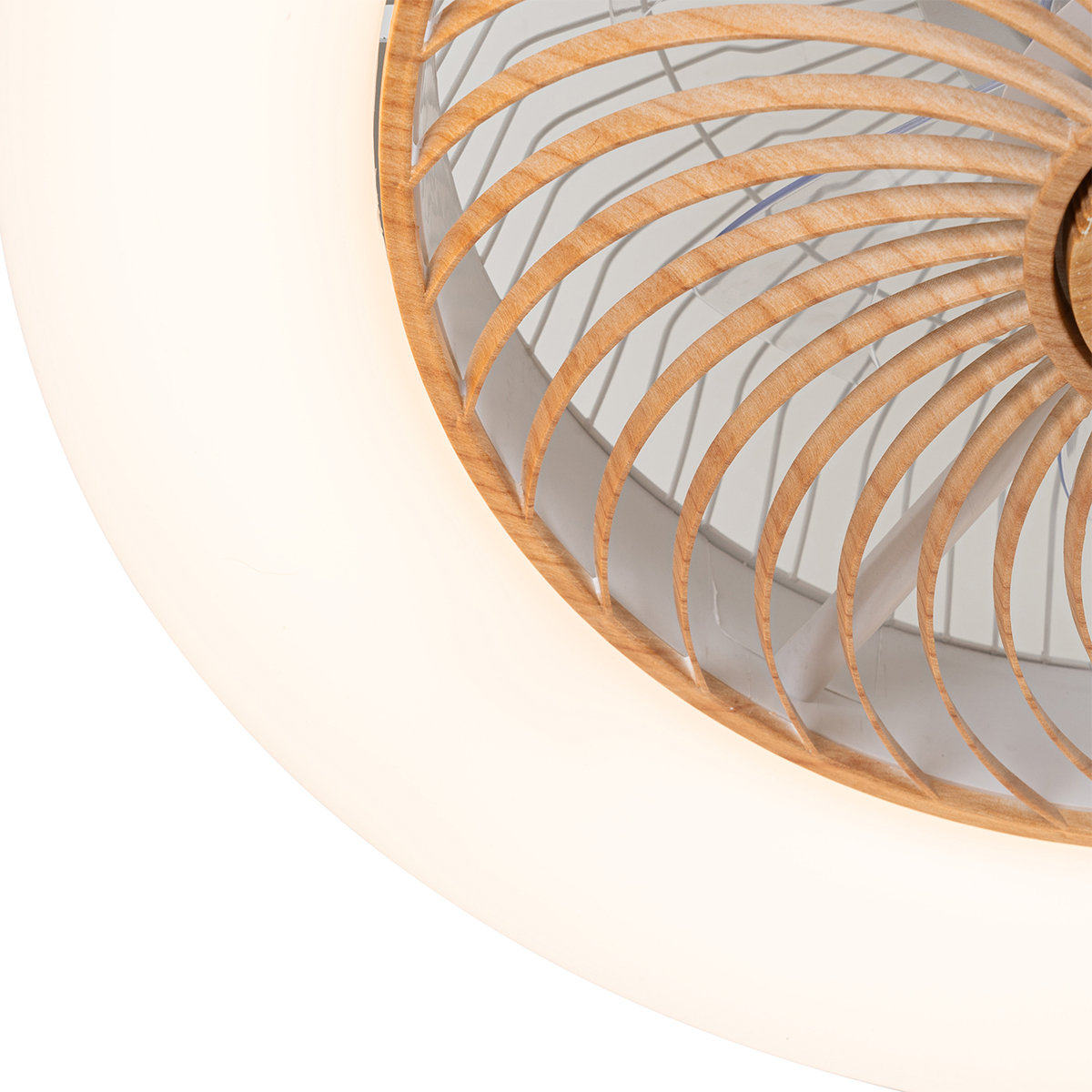Ceiling Fan White with Wood Print 55cm incl. LED Dimmable with Remote Control - Clima