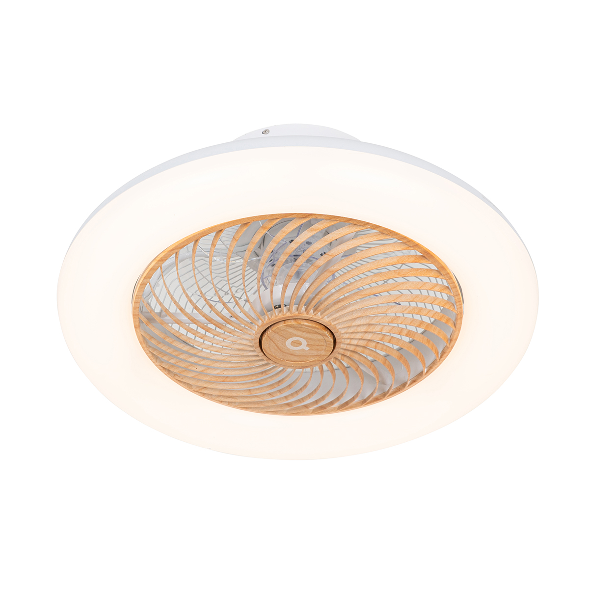 Ceiling Fan White with Wood Print 55cm incl. LED Dimmable with Remote Control - Clima