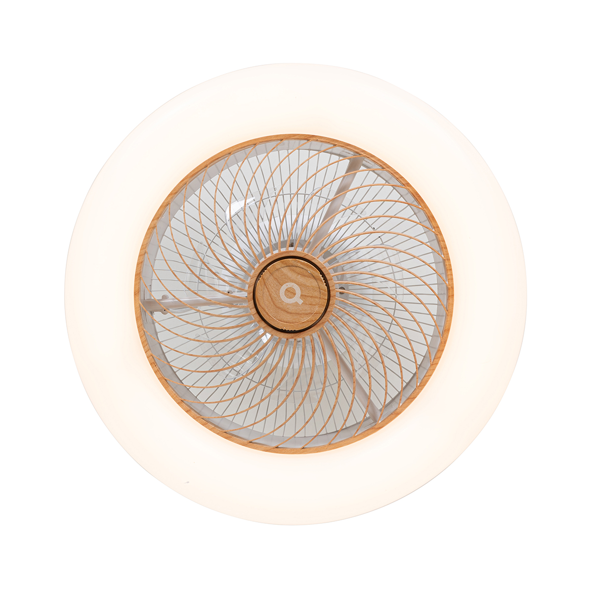 Ceiling Fan White with Wood Print 55cm incl. LED Dimmable with Remote Control - Clima