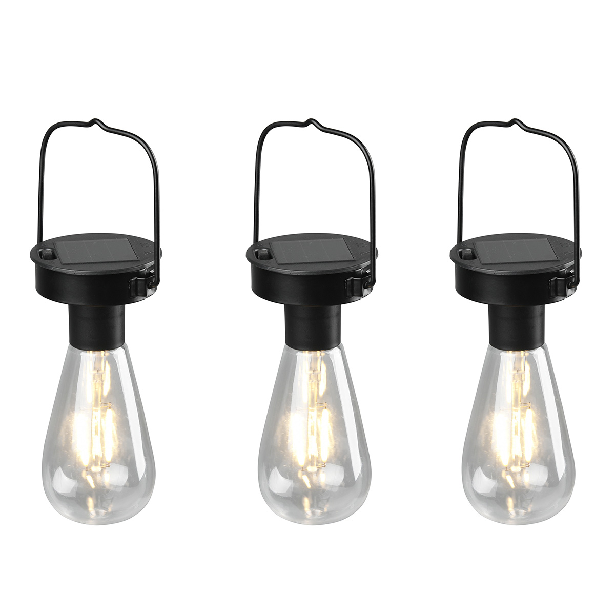 Sada 3 vonkajších závesných svietidiel black on solar - Santiago Sada 3 vonkajších závesných svietidiel black on solar - Santiago