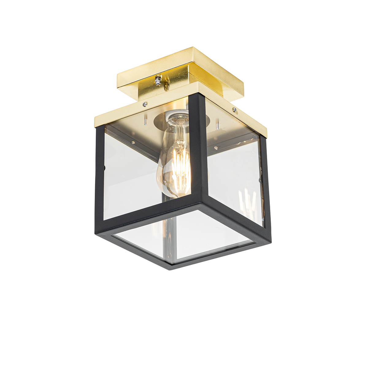 Industriálne vonkajšie stropné svietidlo čierne so zlatom - Rotterdam Industriálne vonkajšie stropné svietidlo čierne so zlatom - Rotterdam