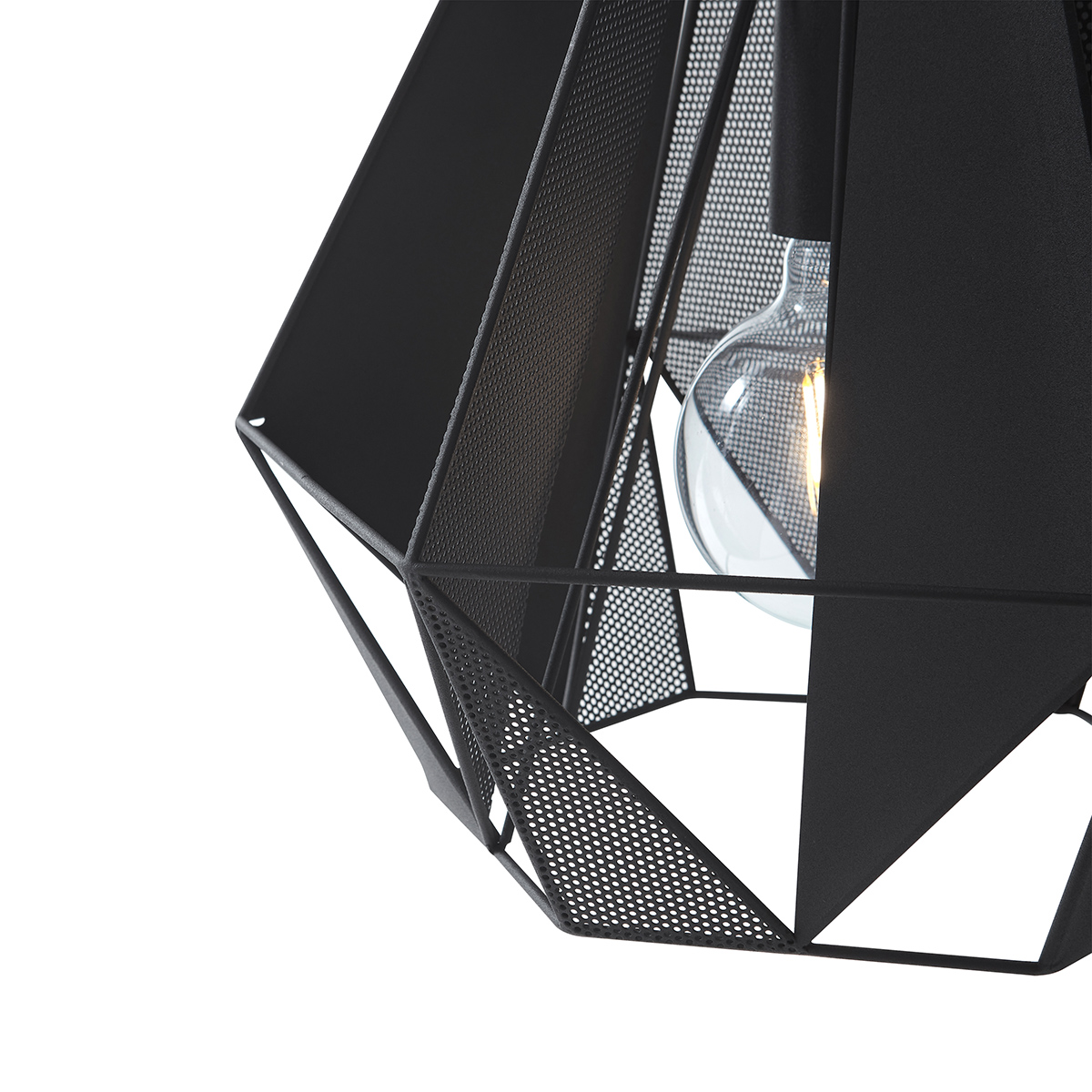 lampe à suspension industrielle noire avec maille 3 lumières - carcass