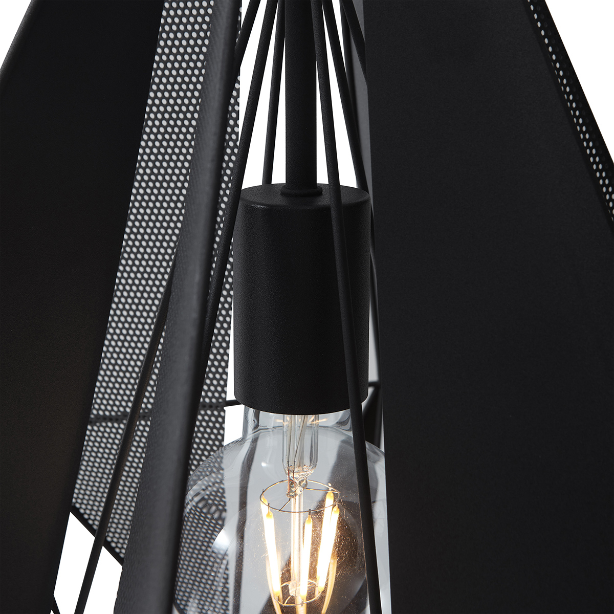 lampe à suspension industrielle noire avec maille 3 lumières - carcass