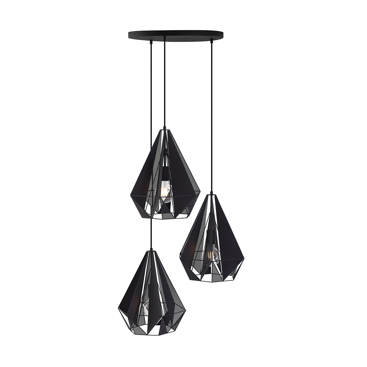 lampe à suspension industrielle noire avec maille 3 lumières - carcass