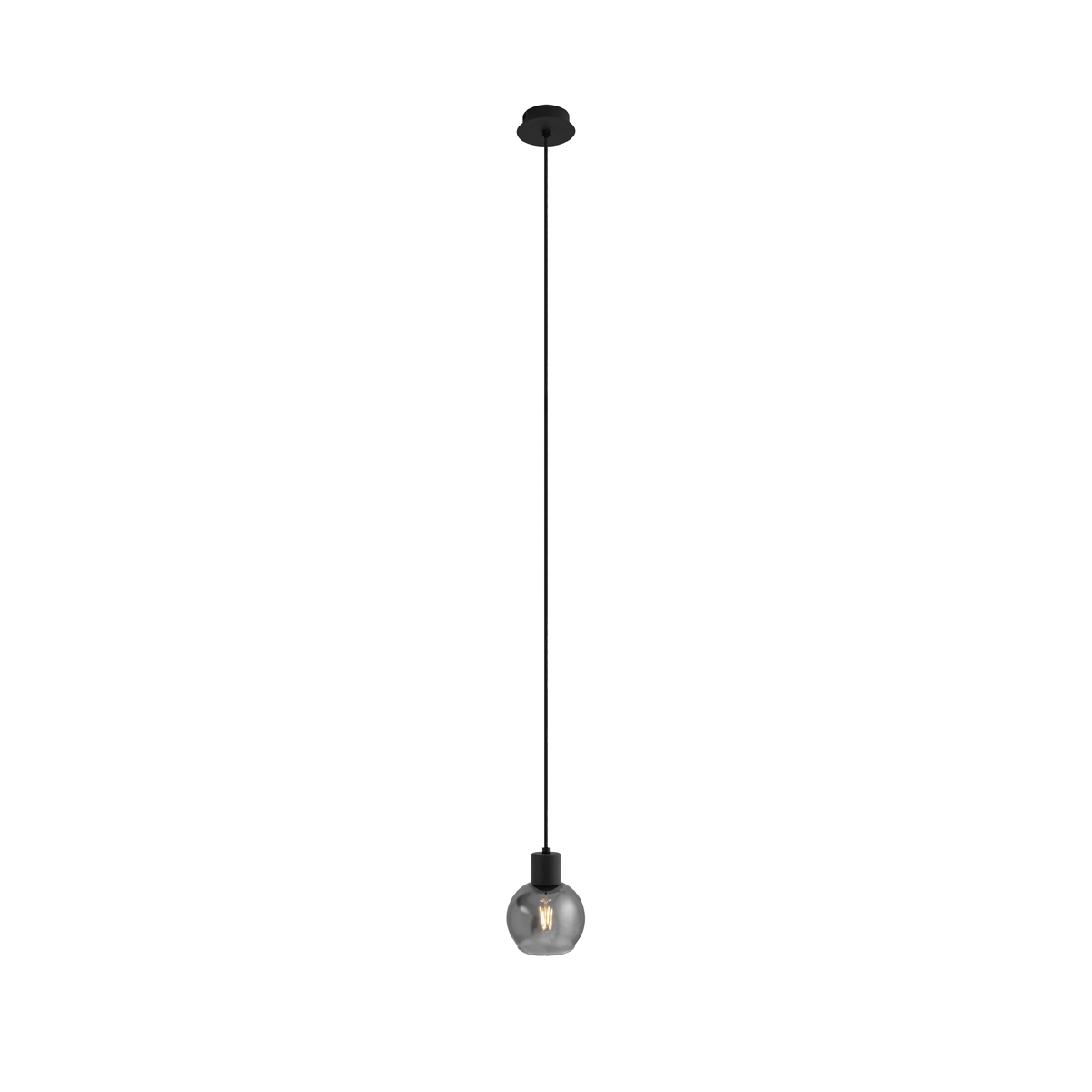 lampe à suspension art déco noire avec verre fumé - vidro