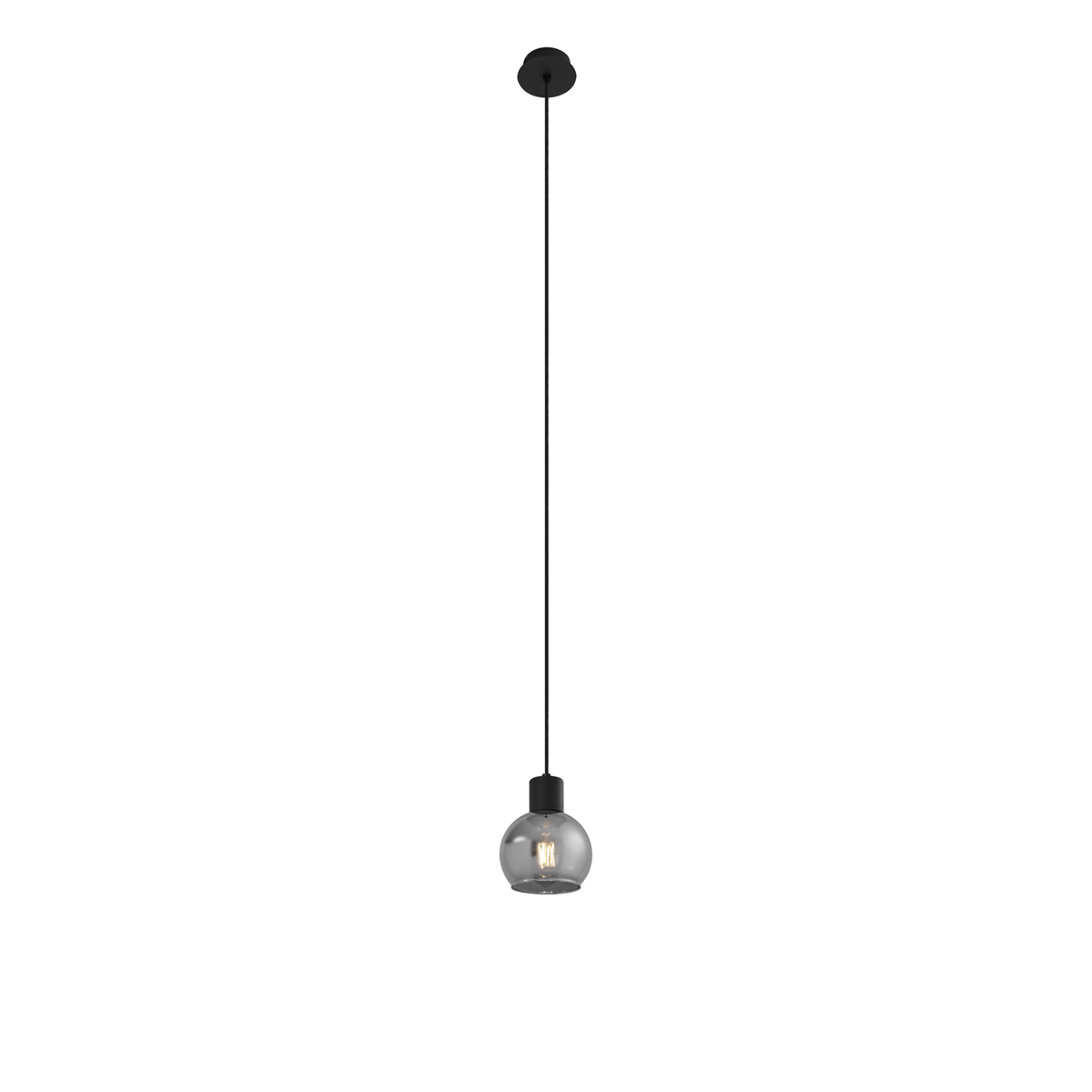 lampe à suspension art déco noire avec verre fumé - vidro