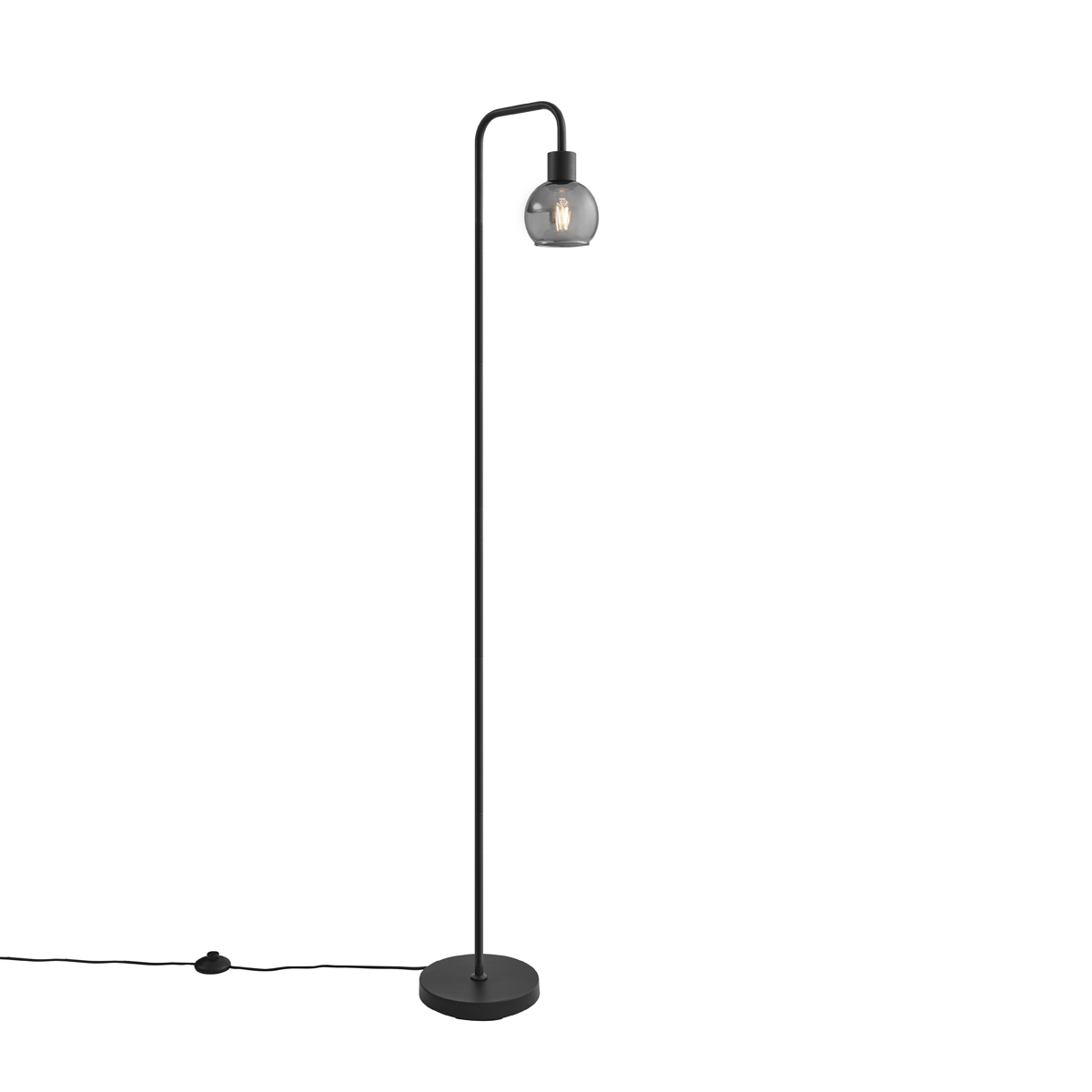E-shop Stojacia lampa Art Deco čierna s dymovým sklom - Vidro