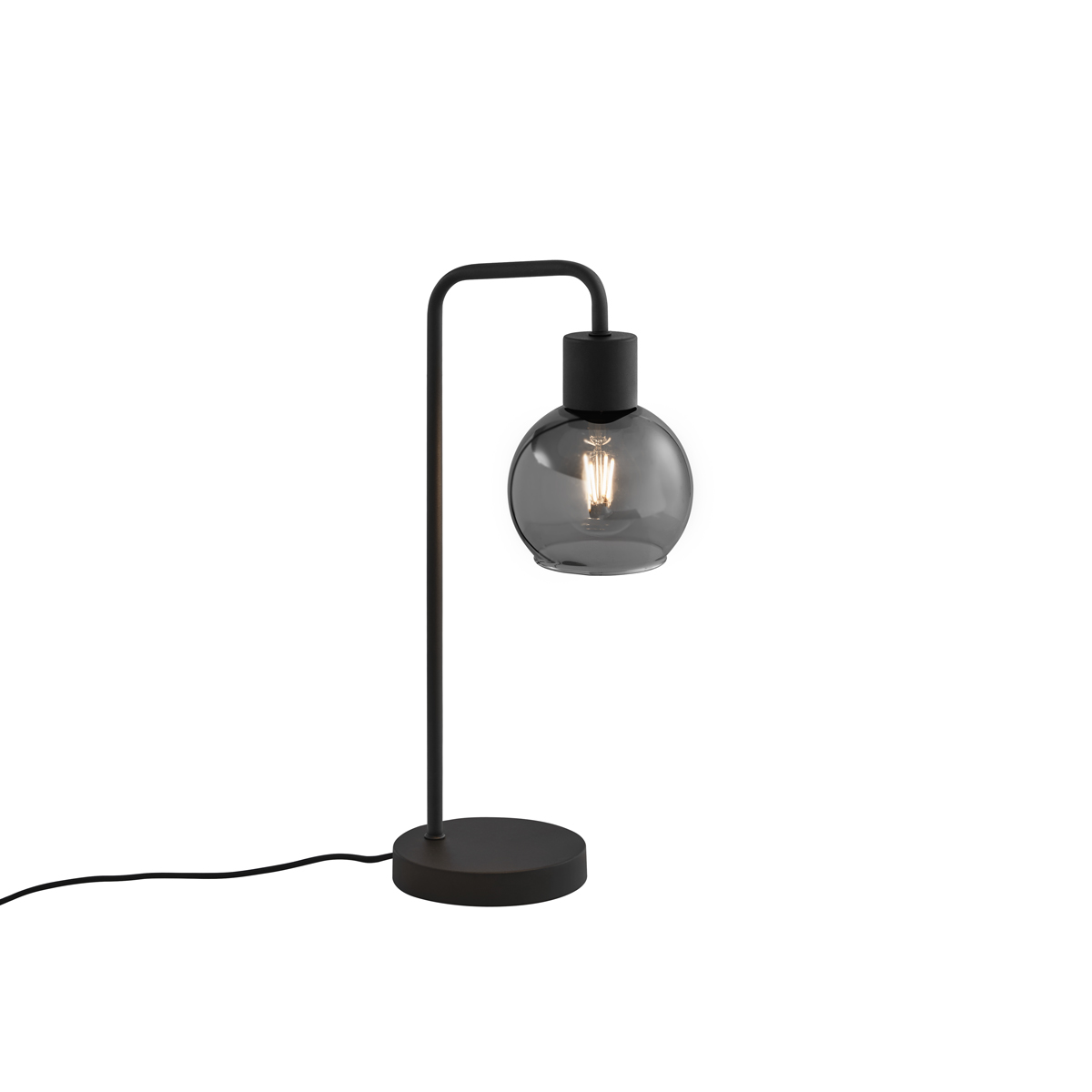 Art deco asztali lámpa fekete füstüveggel - Vidro