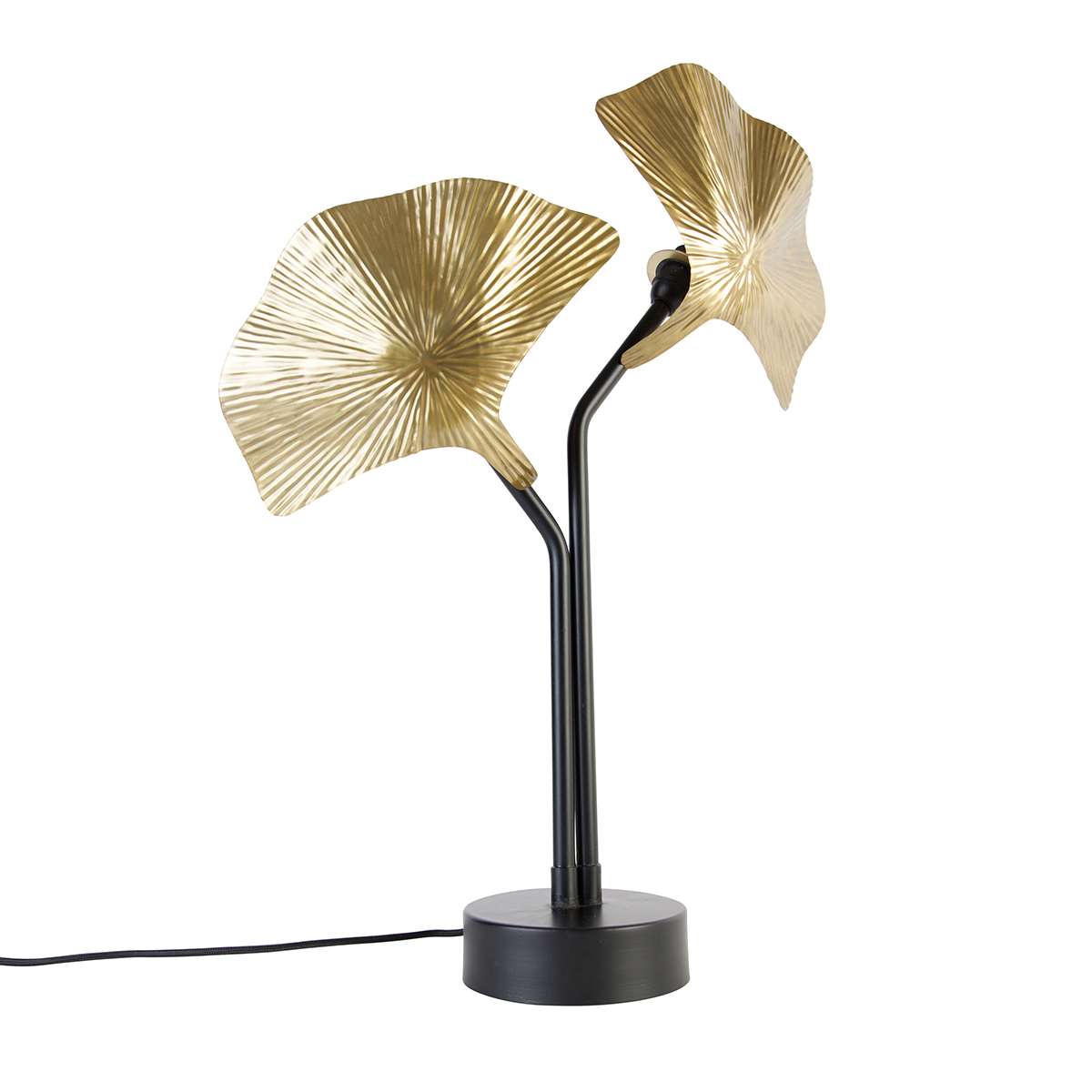 Lámpara de mesa oriental latón con negro 2 luces - Louka