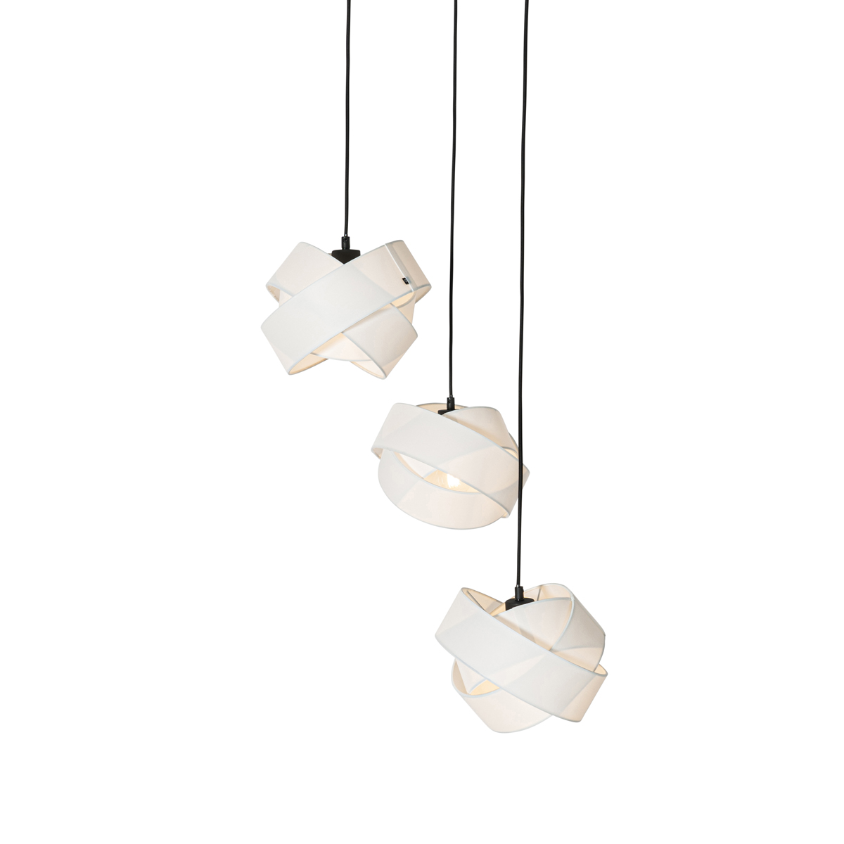 lampe à suspension moderne blanche 3 lumières - tissu
