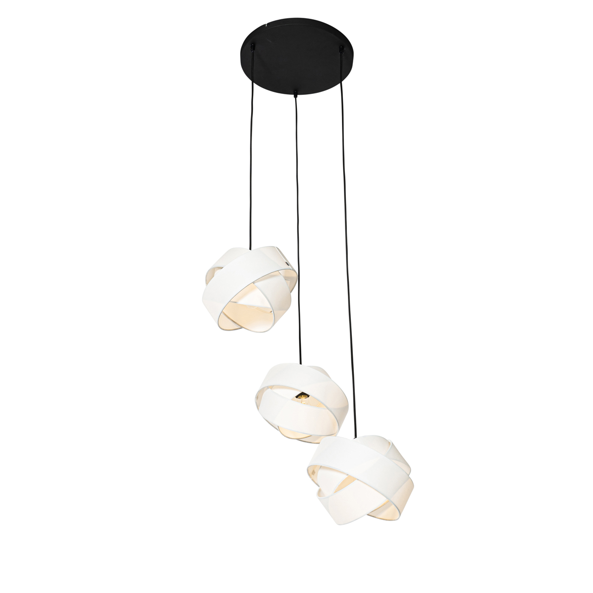 lampe à suspension moderne blanche 3 lumières - tissu